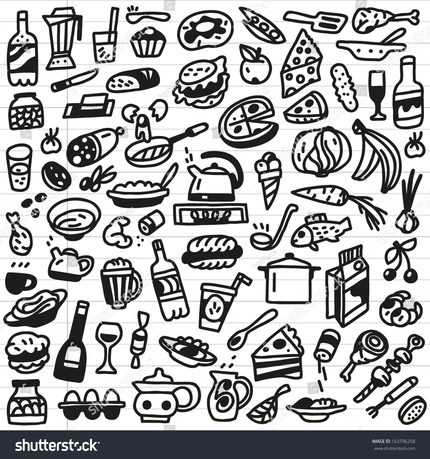 Food - Doodles Set Stock Vector Illustration 163796258 : Shutterstock