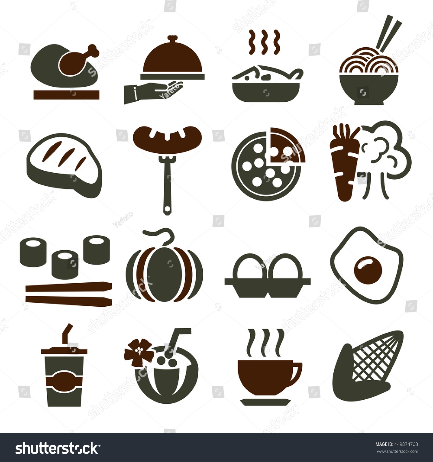 Food Icon Set Stock Vector Illustration 449874703 : Shutterstock
