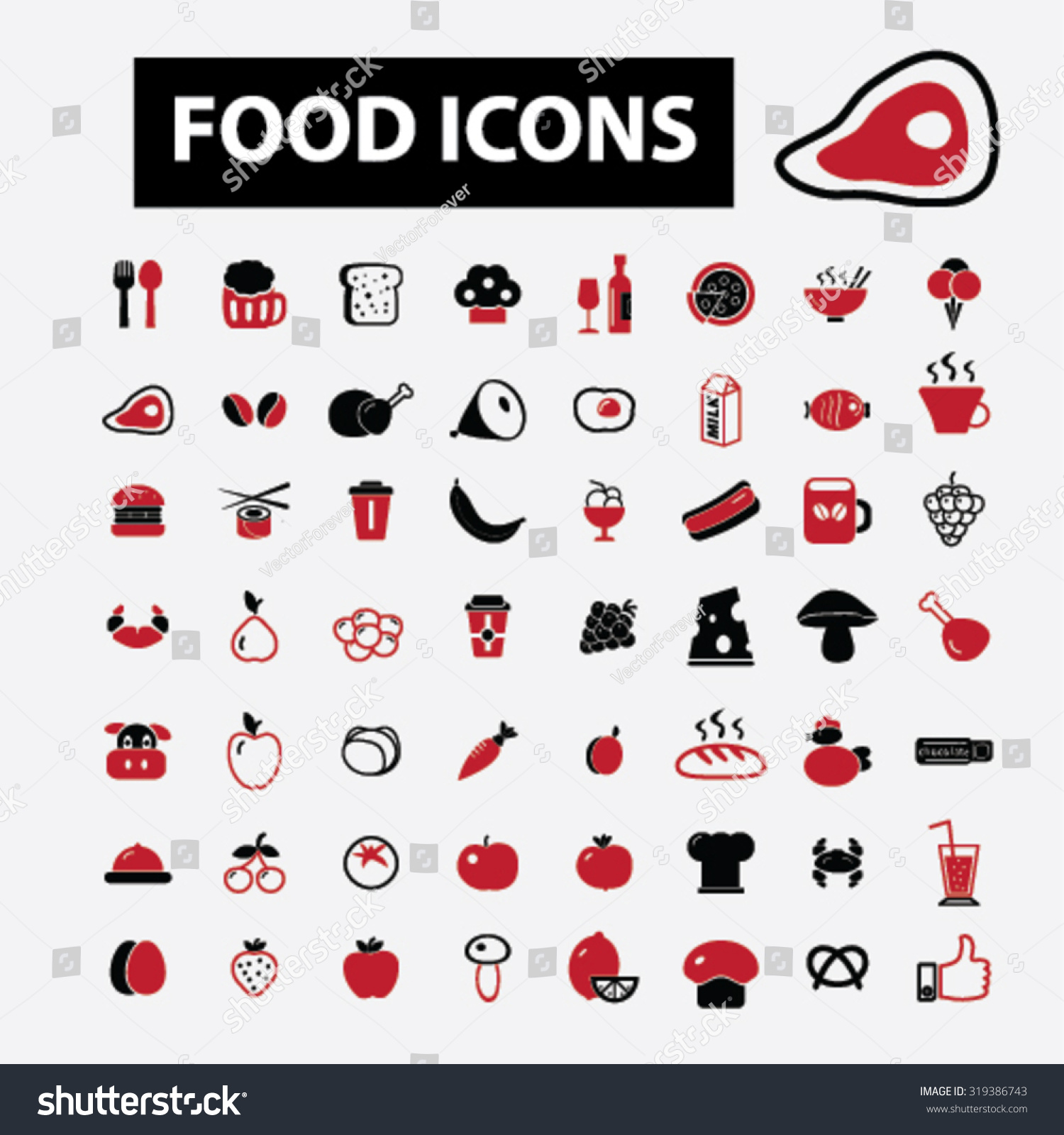 Food Icons Stock Vector 319386743 - Shutterstock