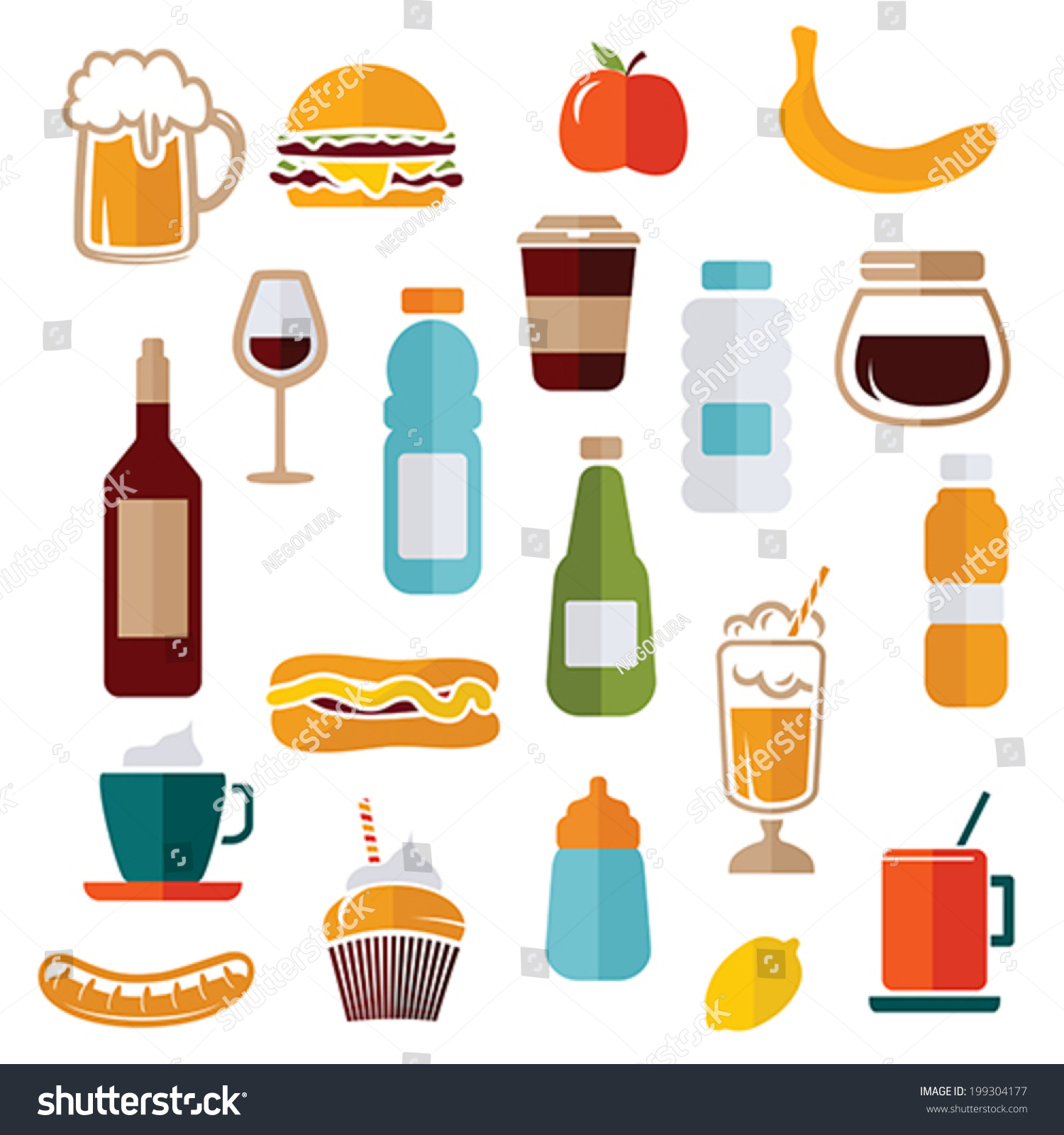 Food Icons Food Labels Stock Vector 199304177 - Shutterstock