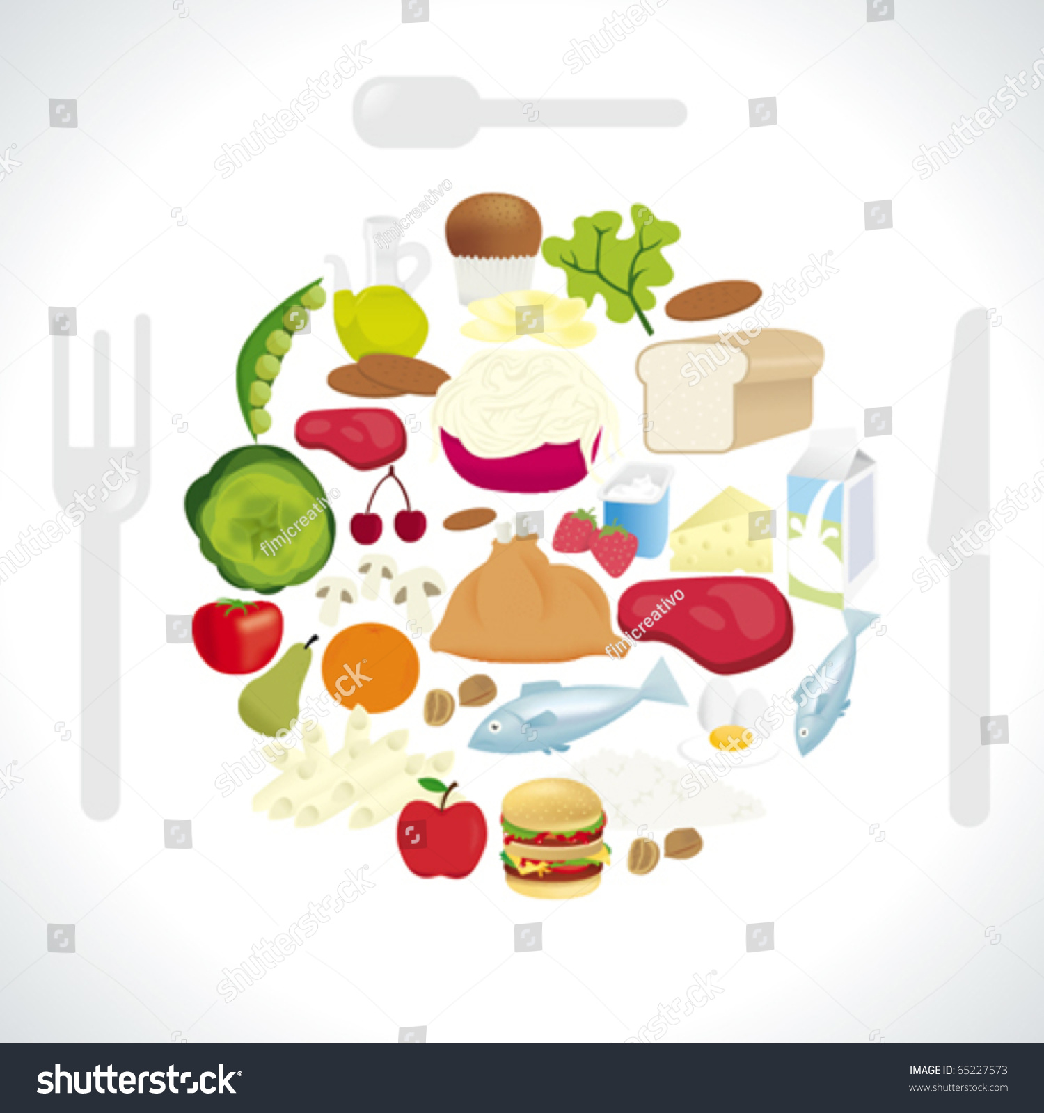 Food Icons Form A Plate Stock Vector Illustration 65227573 : Shutterstock