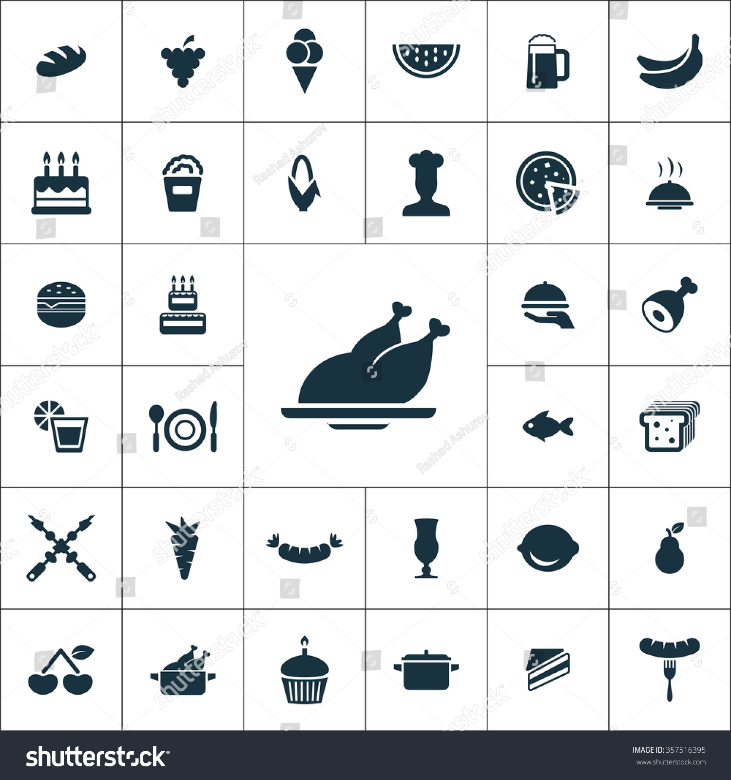 Food Icons Vector Set Stock Vector 357516395 - Shutterstock