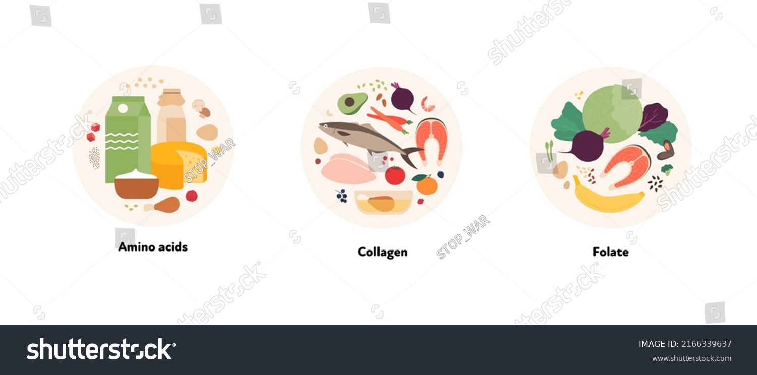 Food Illustration Healthy Nutrient Source Collection Stock Vector 