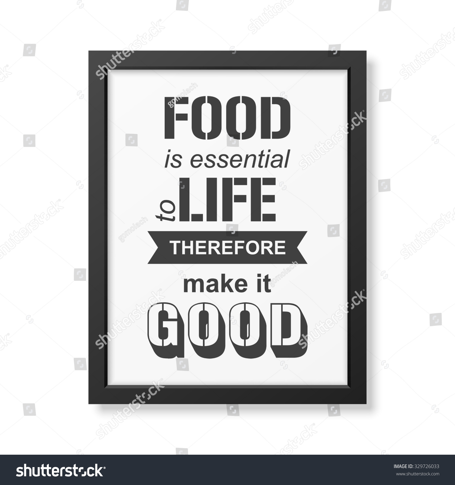 Food is essential to life therefore make it good Quote typographical Background in realistic square