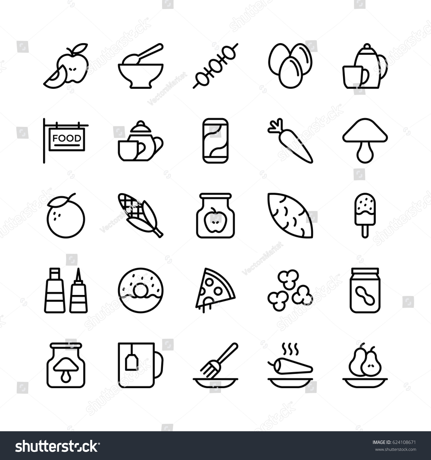 Food Line Vector Icons 11 Stock Vector (Royalty Free) 624108671 ...