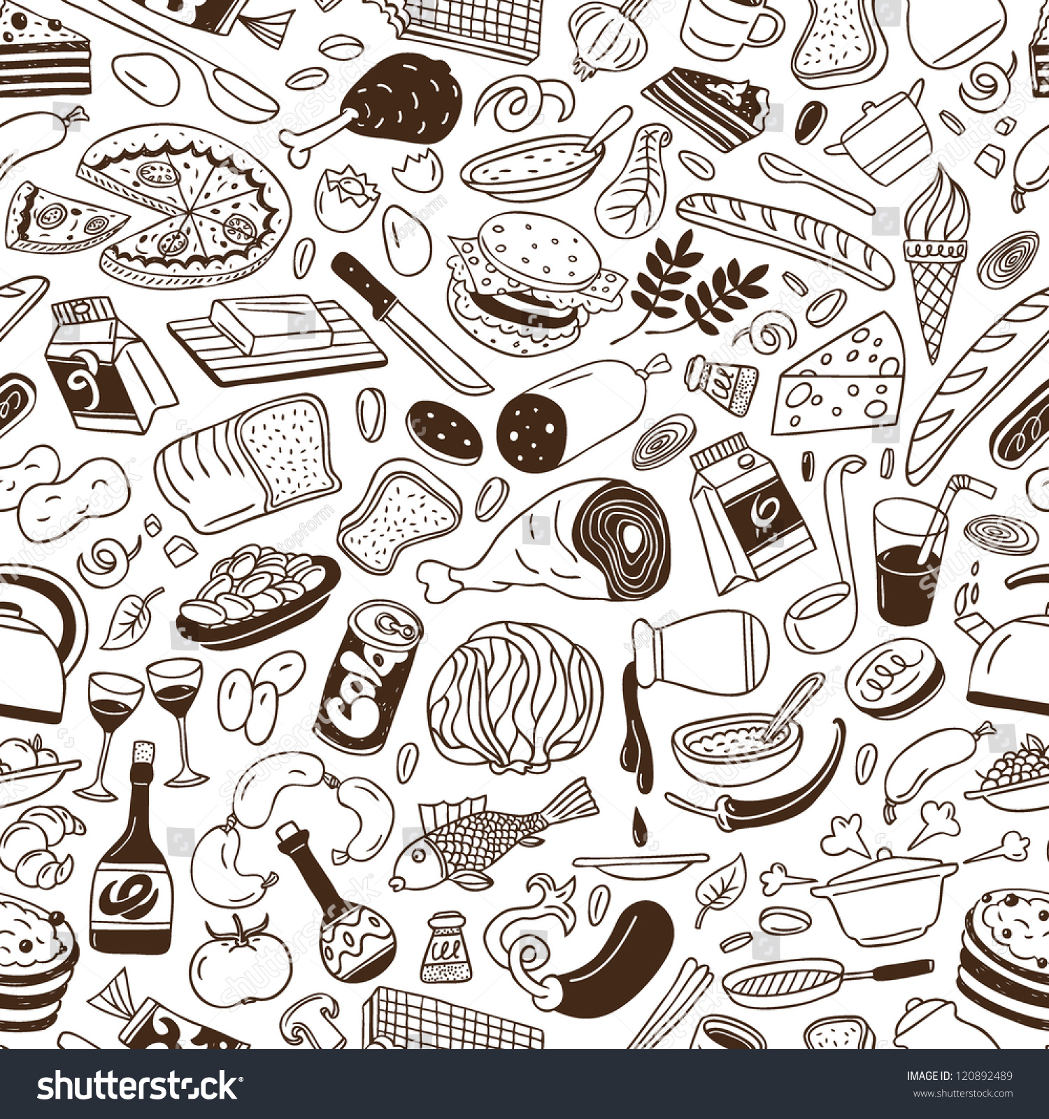 Food - Seamless Background Stock Vector Illustration 120892489 ...