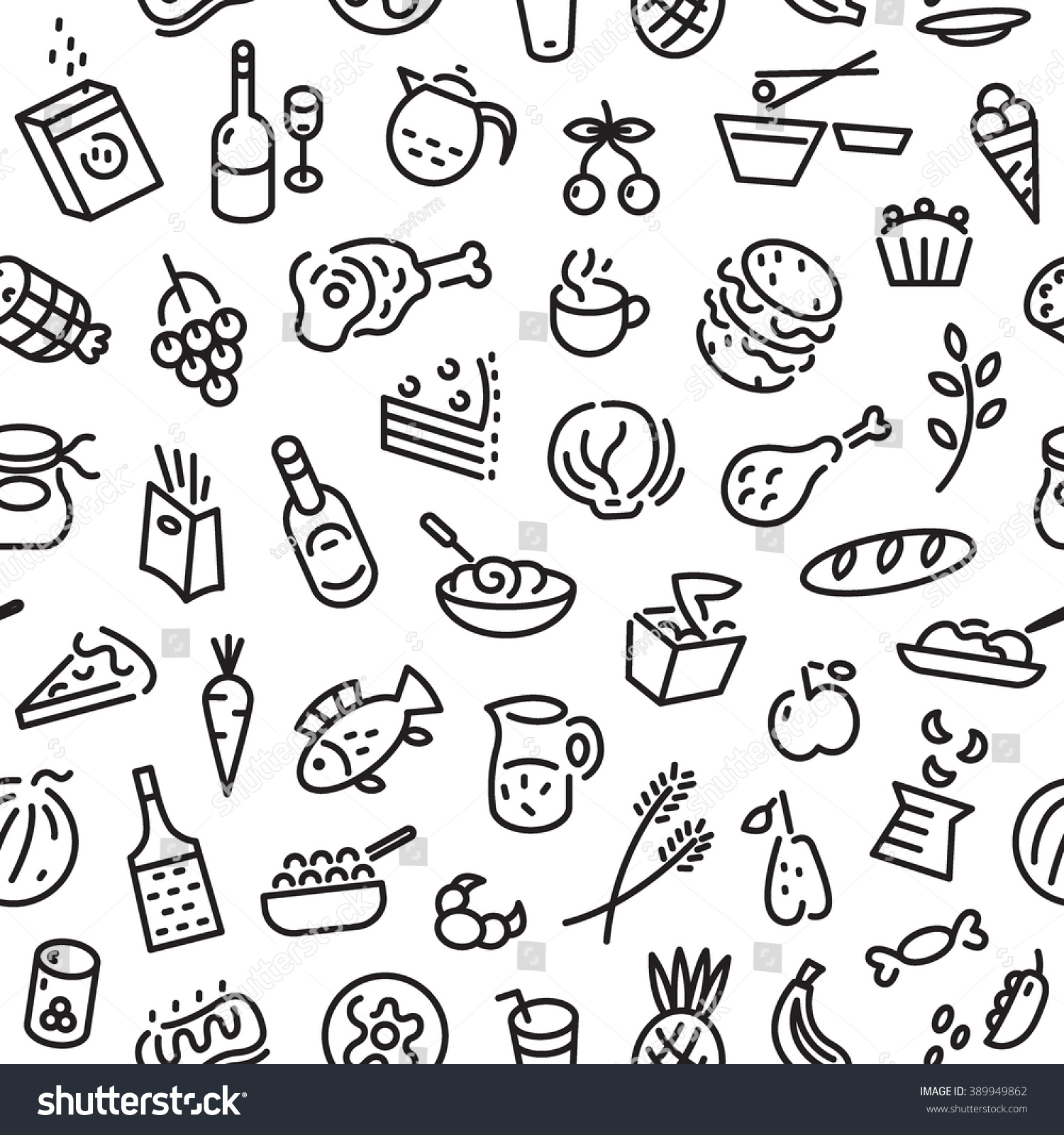 Food Seamless Background Stock Vector (Royalty Free) 389949862