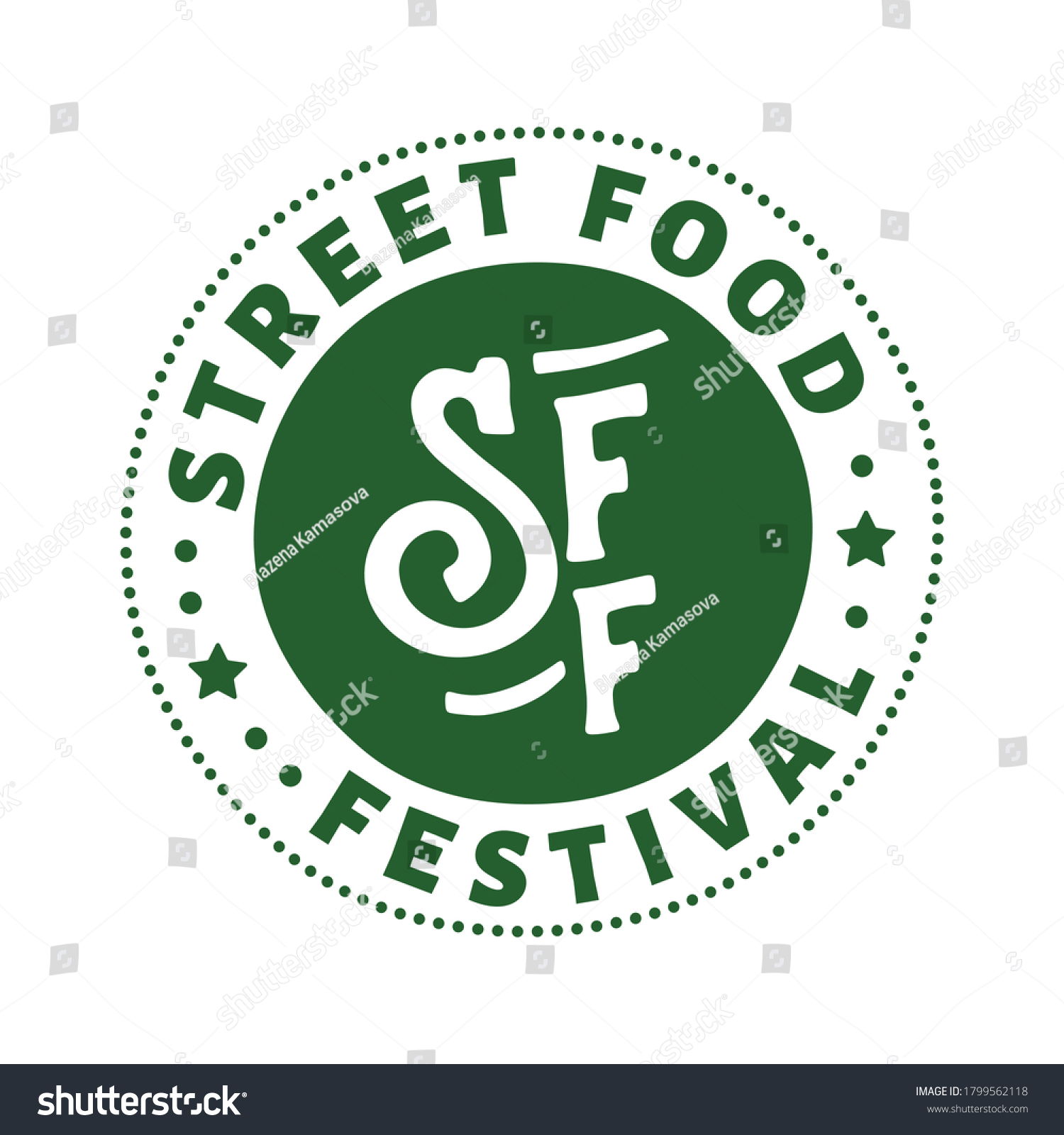 Food Street Festival Logo Emblem Round Stock Vector (Royalty Free