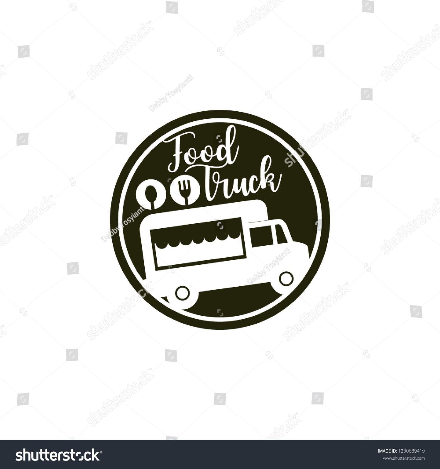 Food Truck Logo Design Transportation Food And Drink Stock Image