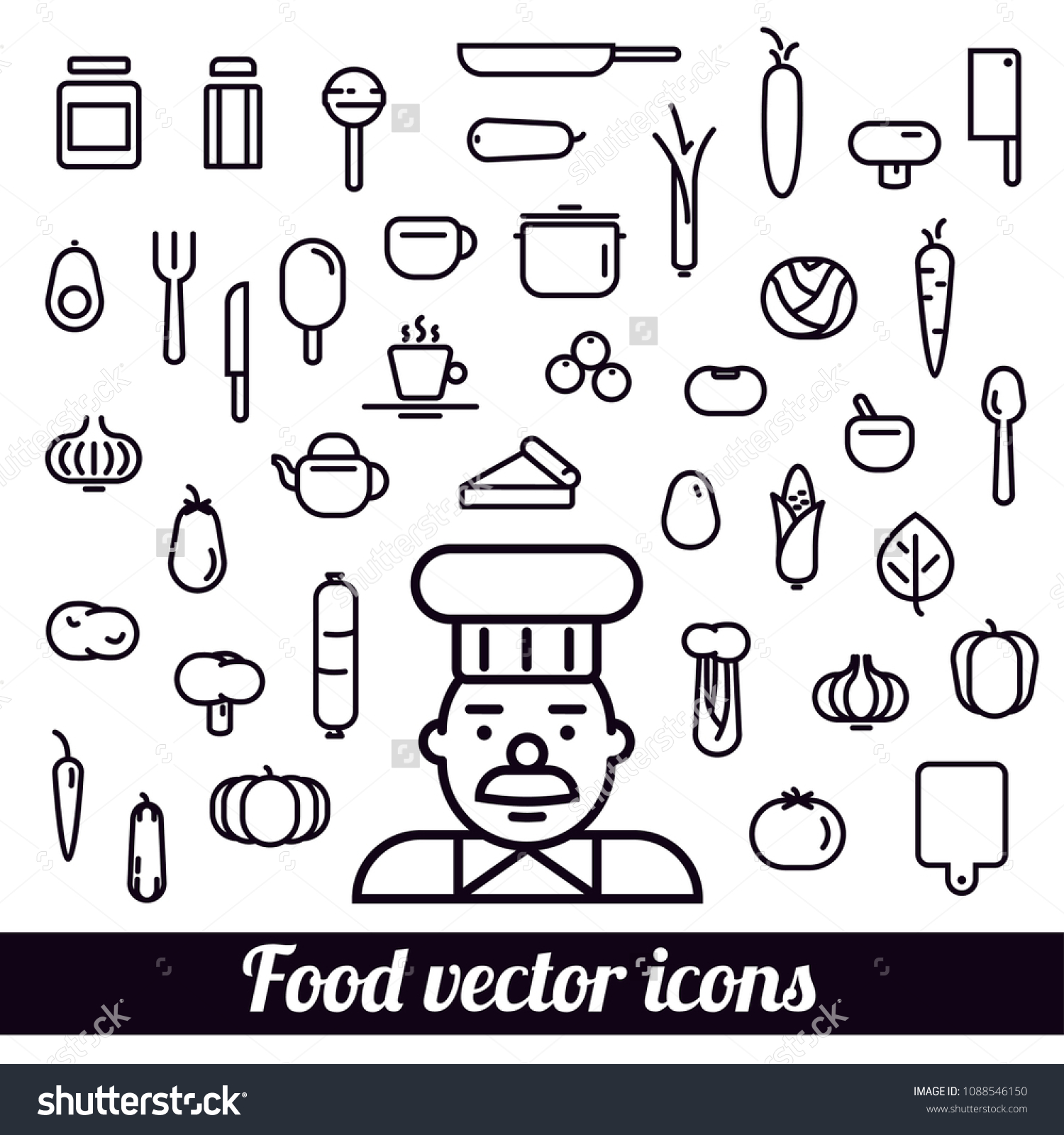 Food Vector Icons Stock Vector (Royalty Free) 1088546150