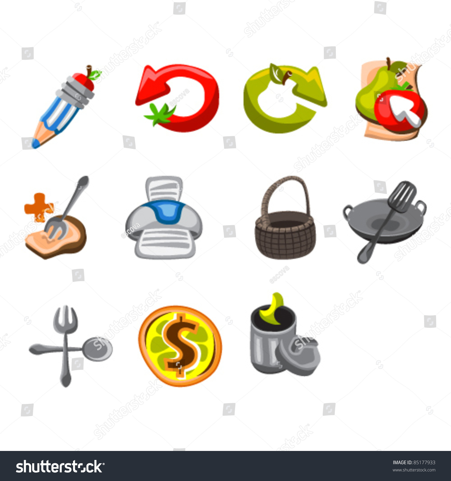 Food Version Computer Icon Set Stock Vector (Royalty Free) 85177933 ...