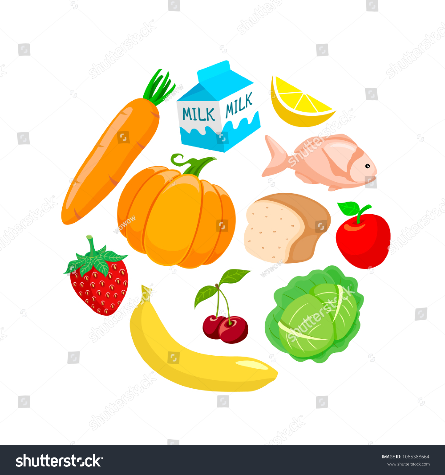 Foods Circle Shape Healthy Food Concept Stock Vector (Royalty Free ...