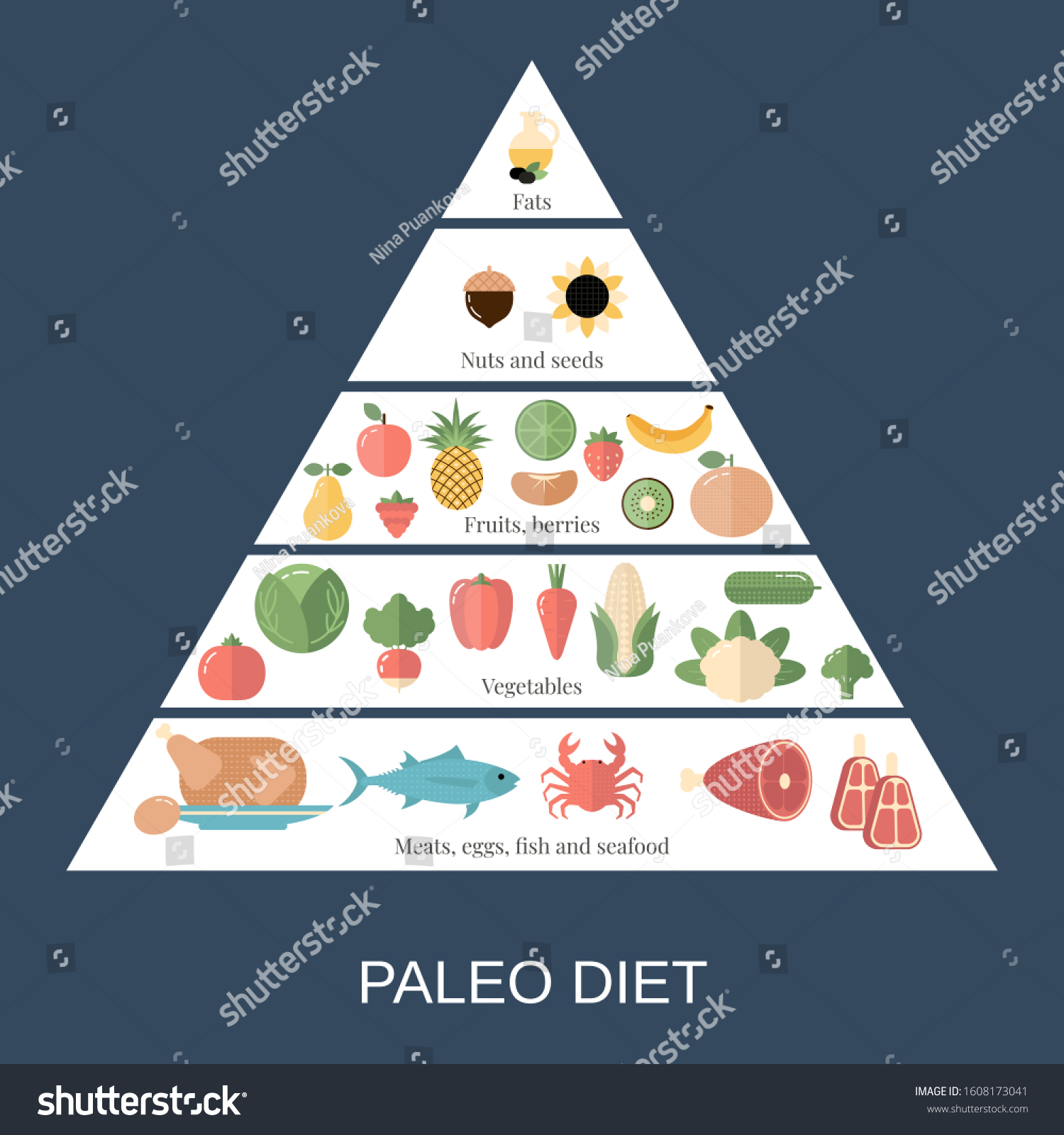 Foods Infographics Paleo Diet Pyramid Food Stock Vector Royalty Free