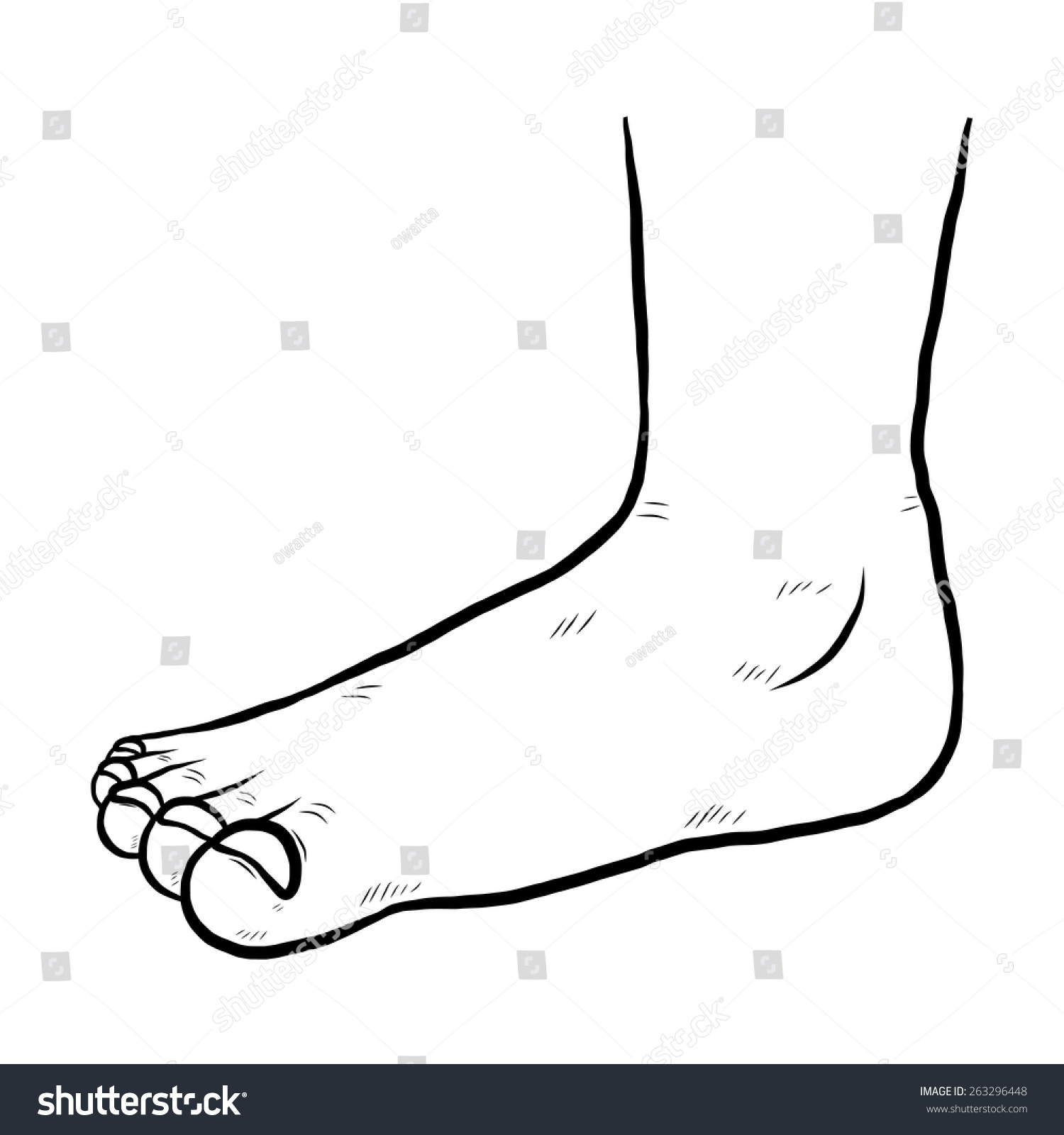 Foot / Cartoon Vector And Illustration, Black And White, Hand Drawn ...