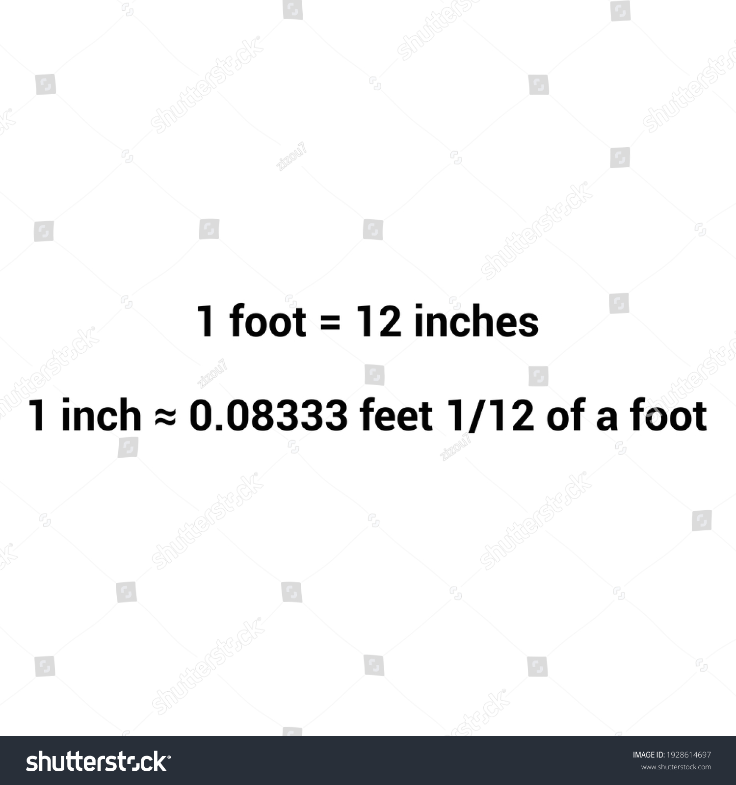 Foot Inch Conversion Chart Stock Vector (Royalty Free) 1928614697