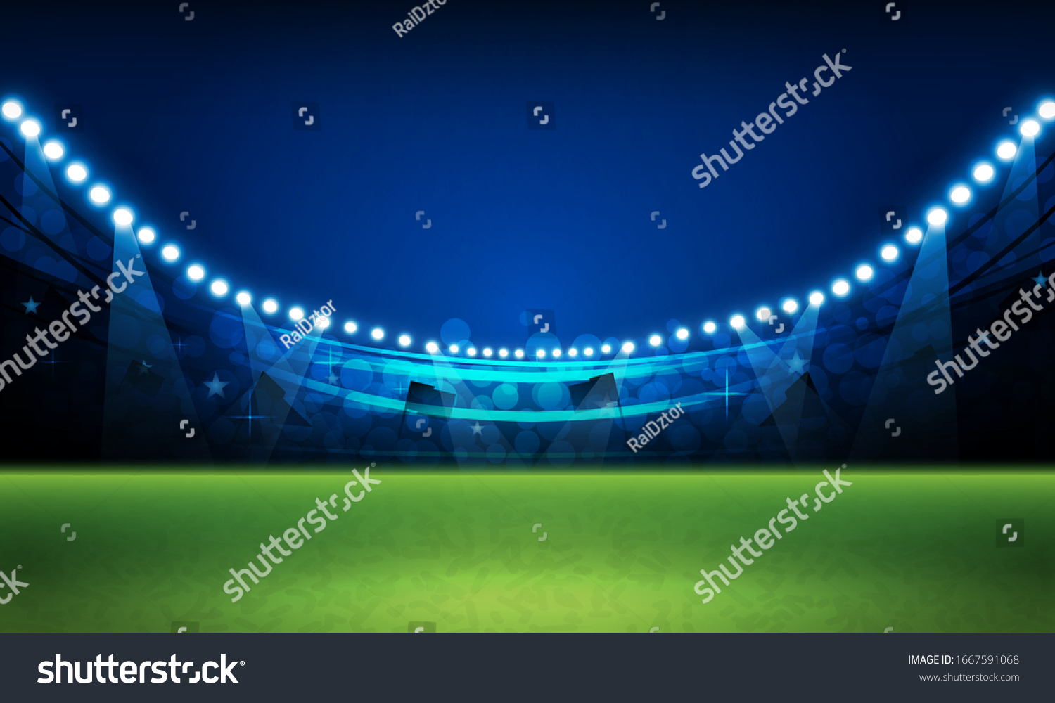 Football Arena Field Bright Stadium Lights Stock Vector (Royalty Free ...