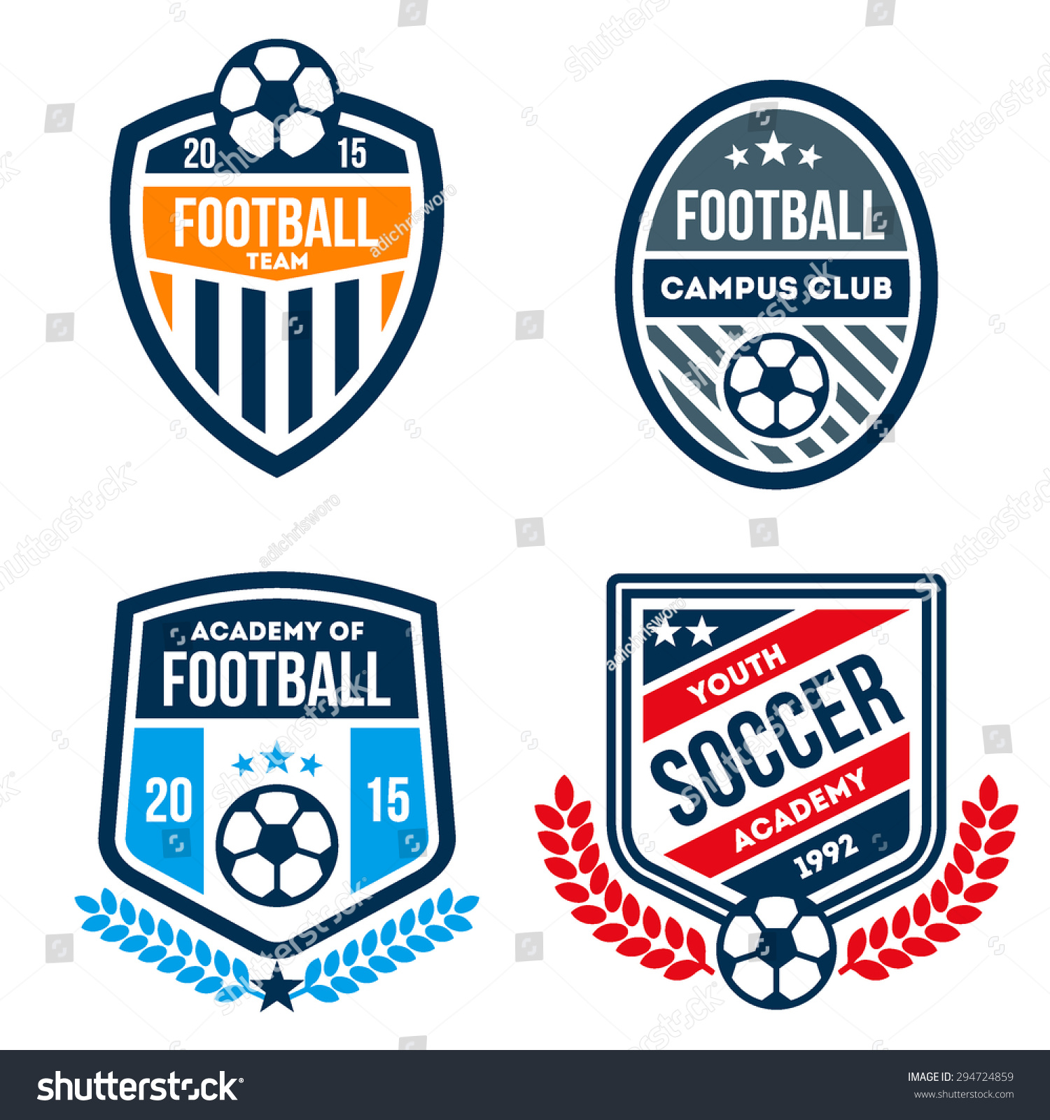 Football Badge Set Various Color Stock Vector (Royalty Free) 294724859 ...