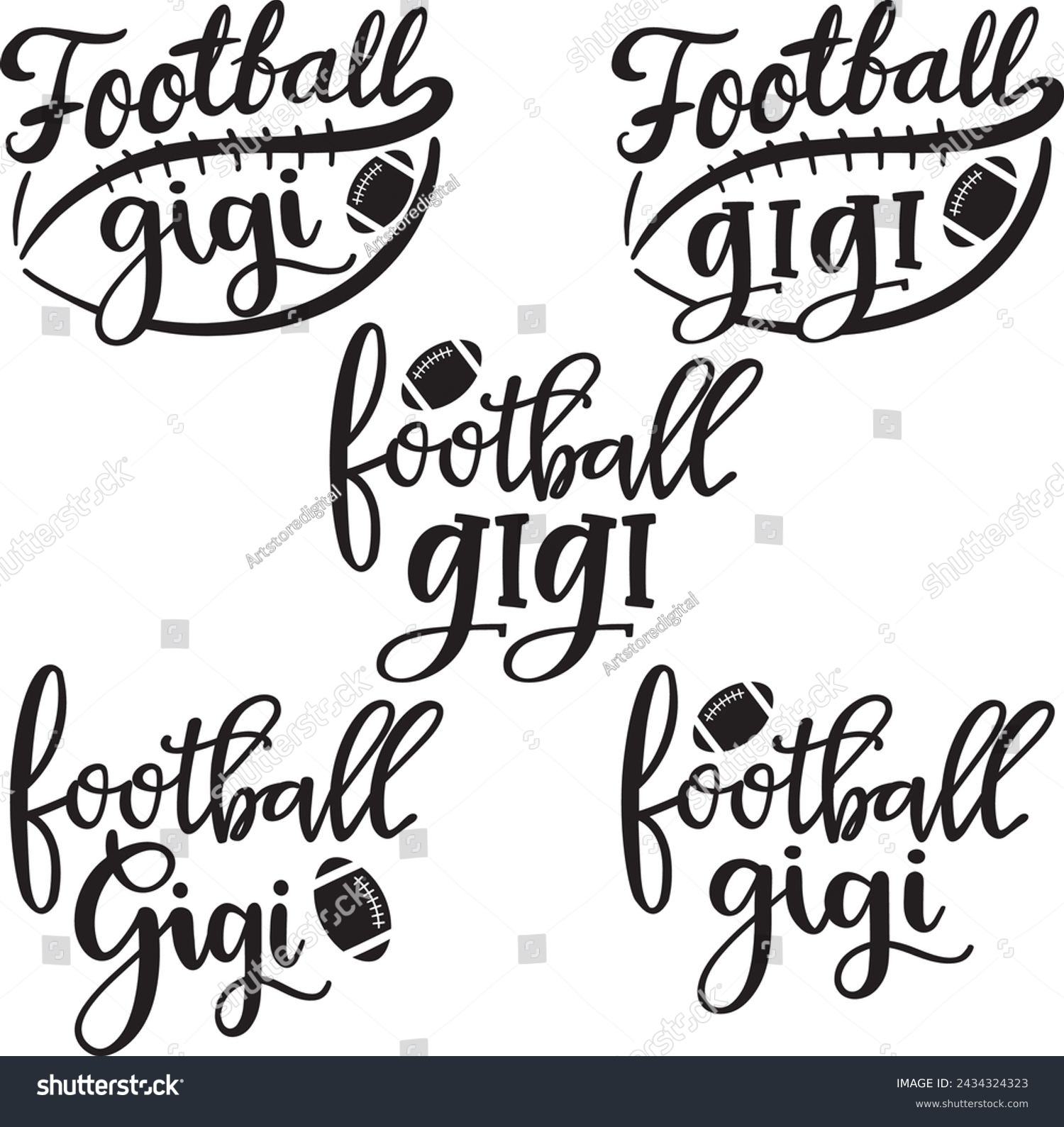 SVG of Football gigi, american football, football love, football family vector illustration file svg