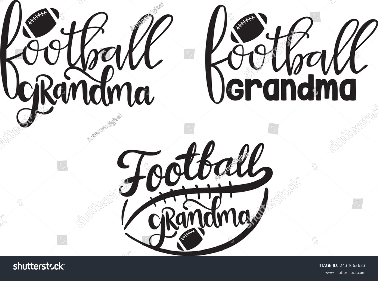 SVG of Football grandma, american football, football love, football family vector illustration file svg