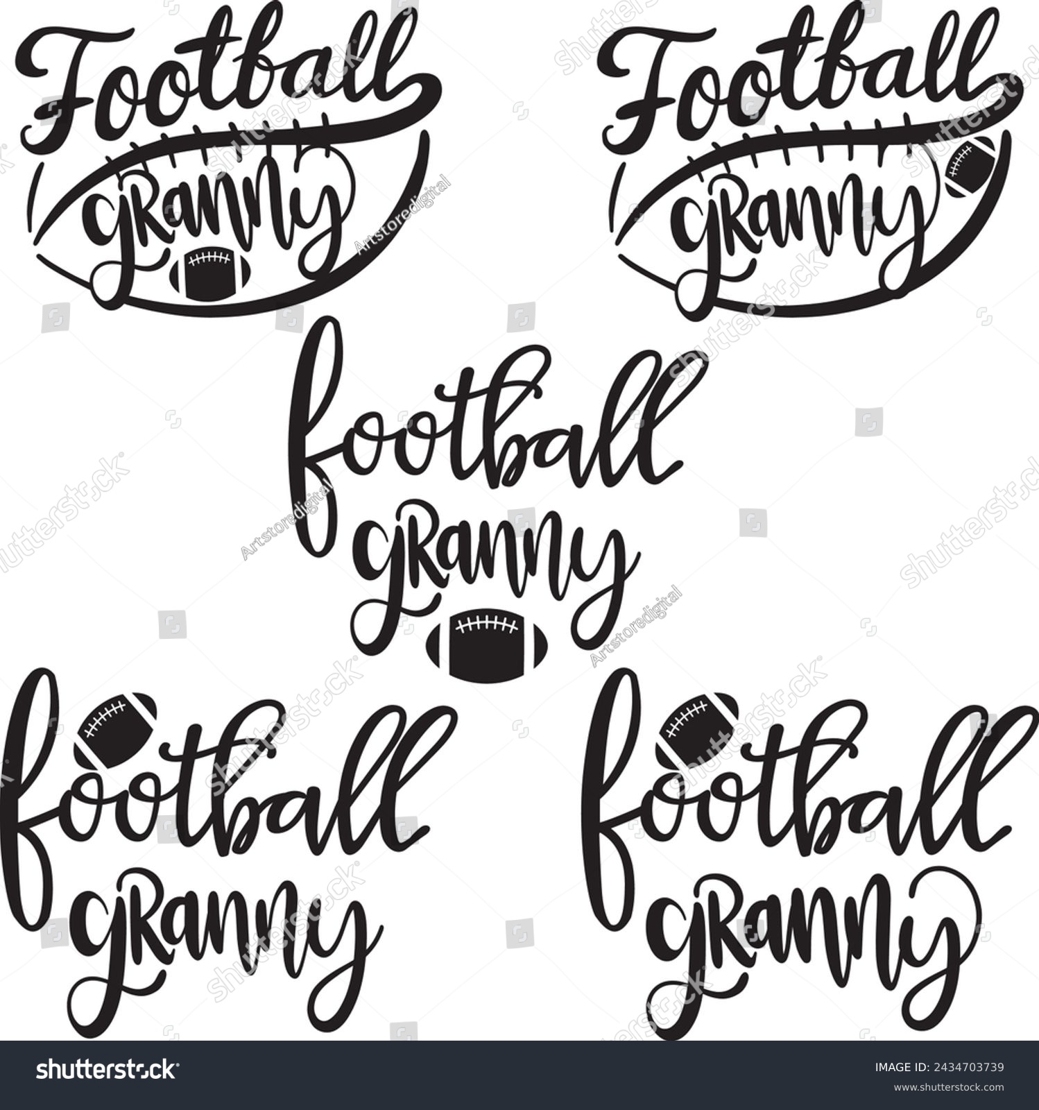 SVG of Football Granny, american football, football love, football family vector illustration file svg