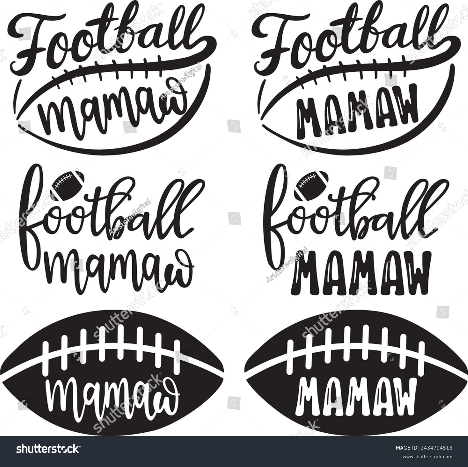 SVG of Football mamaw, american football, football love, football family vector illustration file svg