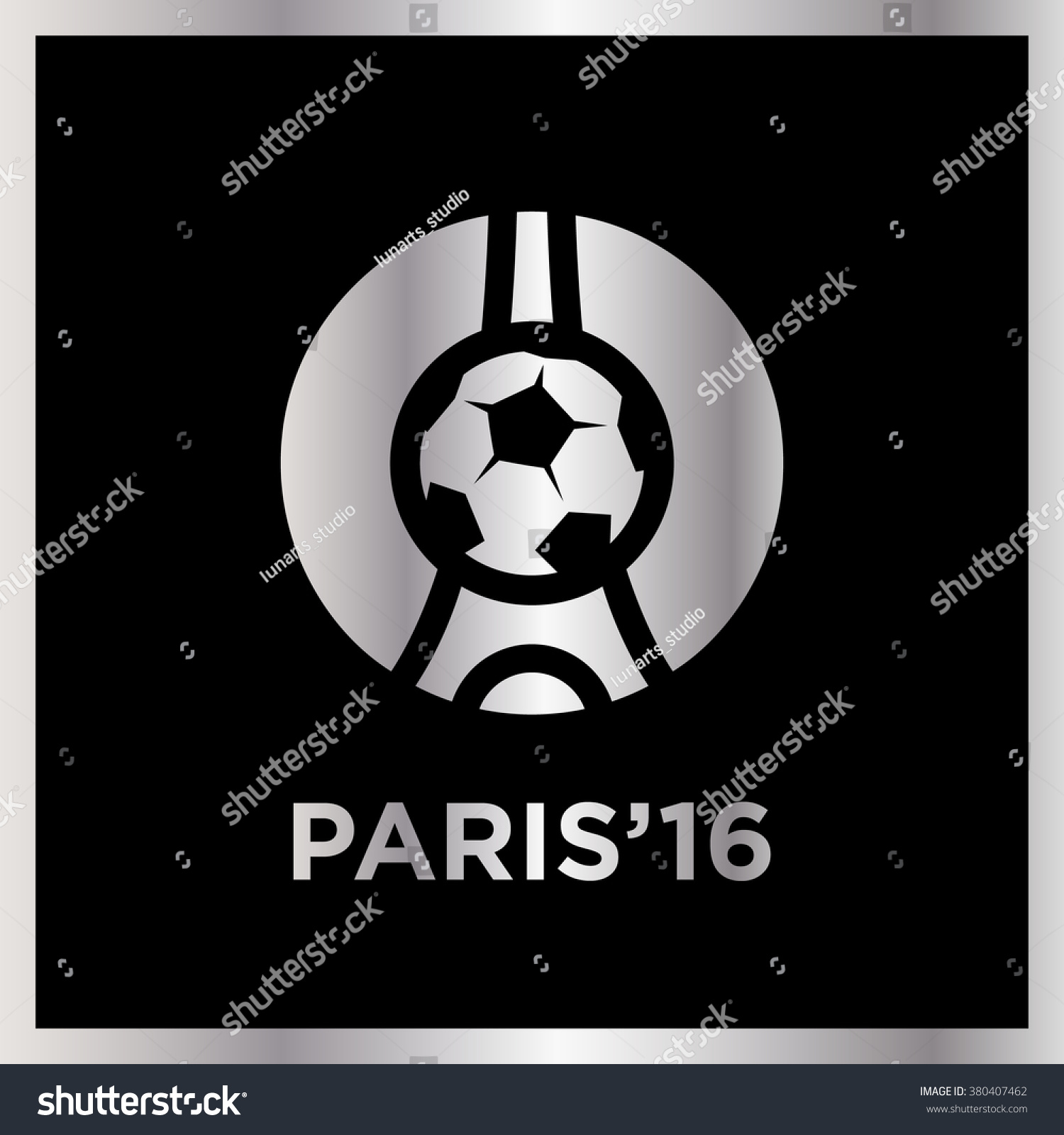 Football Or Soccer France Euro 2016 Logos. Eiffel Tower Logo Paris ...