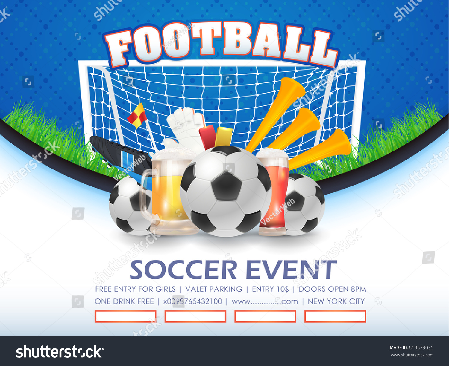 Football Poster Event Info Postcard Design Stock Vector (Royalty Within Free Sports Card Template