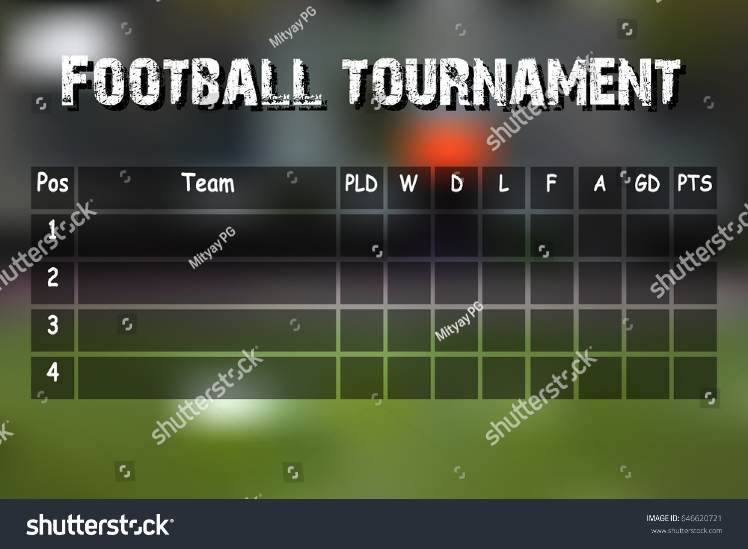 Football Results Table Summary Table Football Stock Vector (Royalty ...