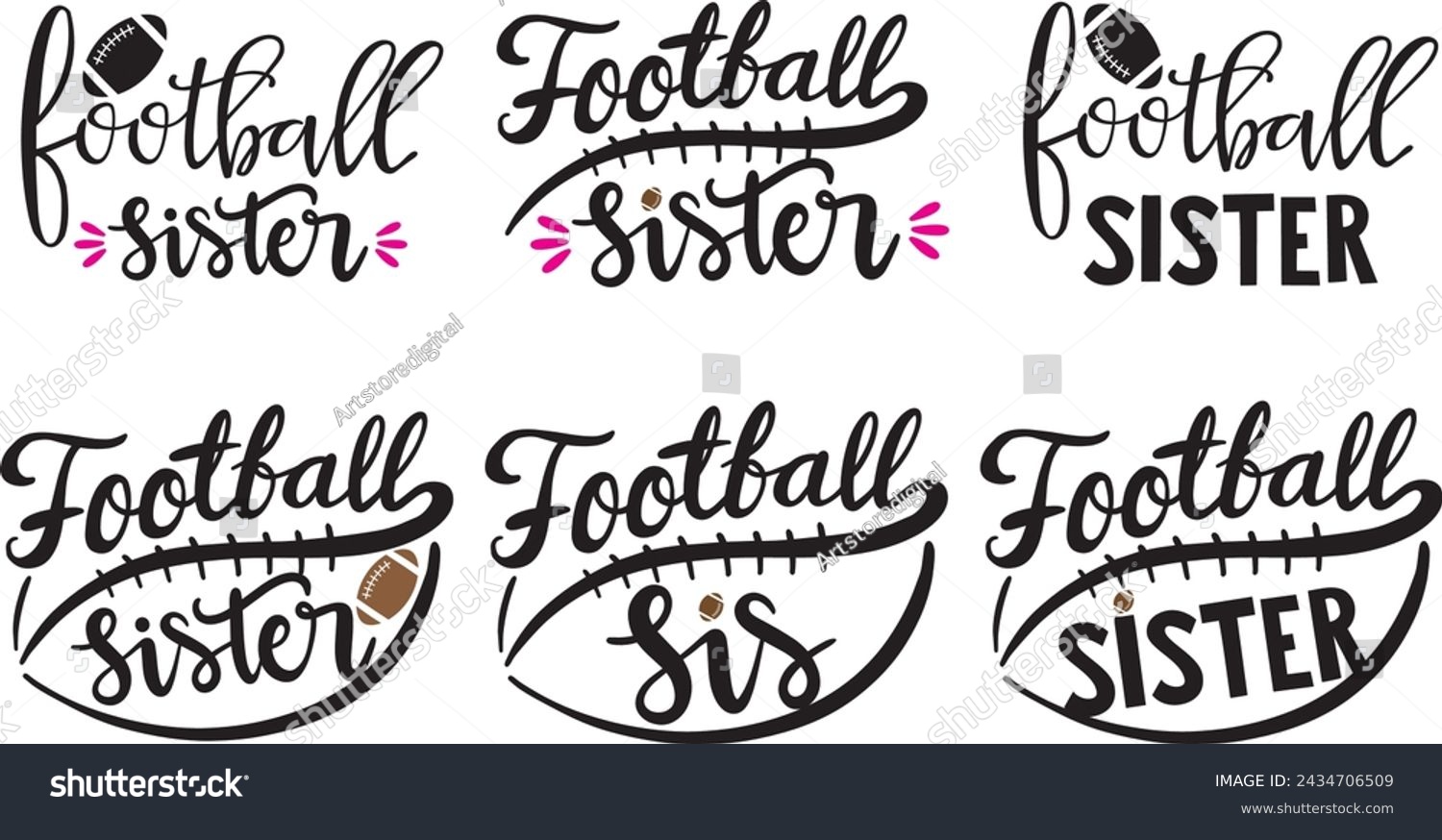 SVG of Football sister, american football, football love, football family vector illustration file svg