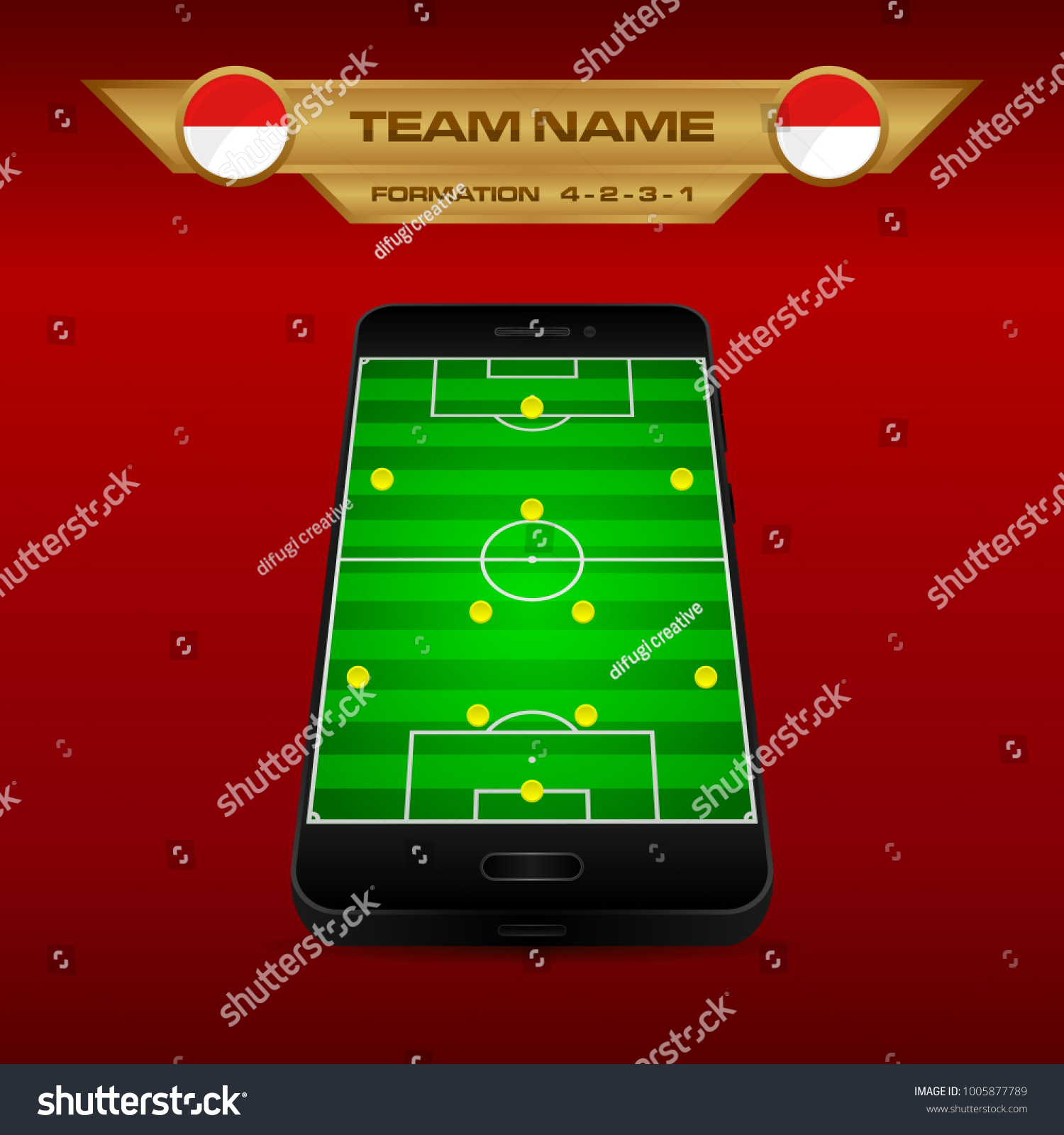 Football Soccer Formation Strategy Template Perspective Stock Vector Royalty Free