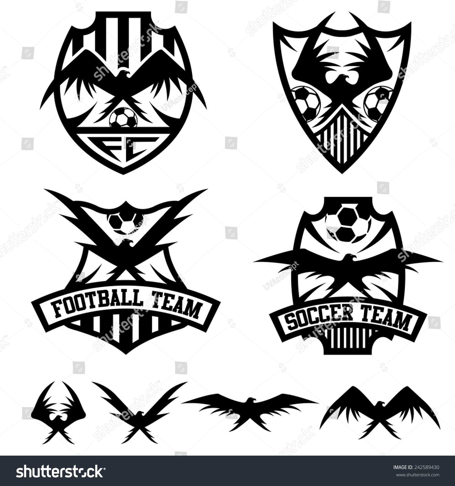 football team crests set with eagles vector design template ez canvas