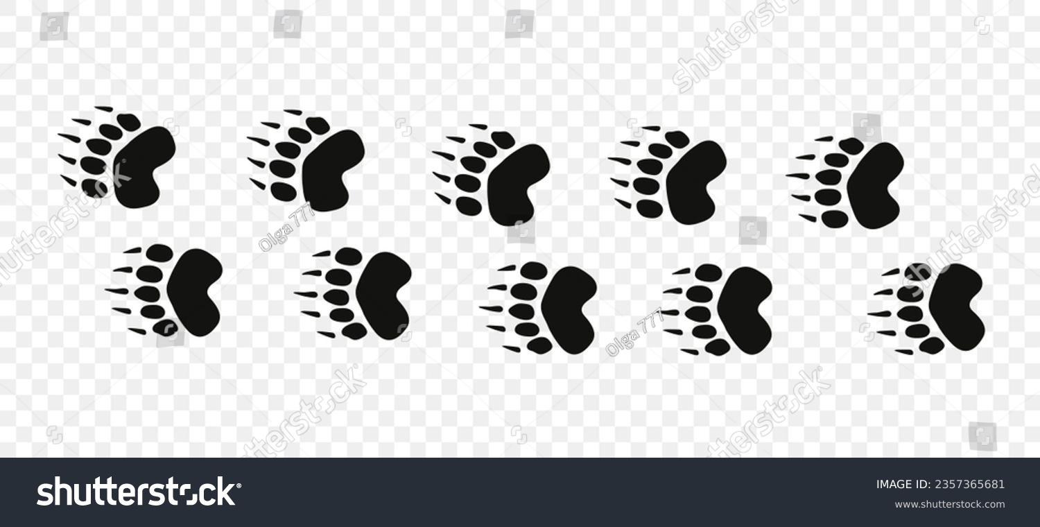 SVG of Footpath trail of animal. Bear paws. Bear paws walking randomly print vector isolated on white background. svg