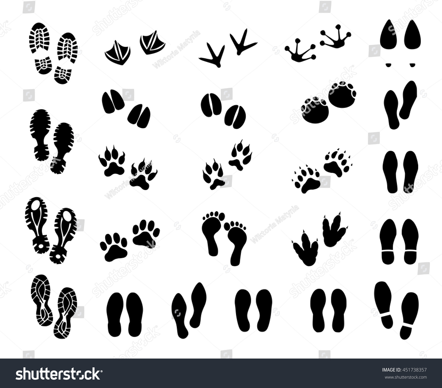 Footprint Set Vector Stock Vector 451738357 - Shutterstock