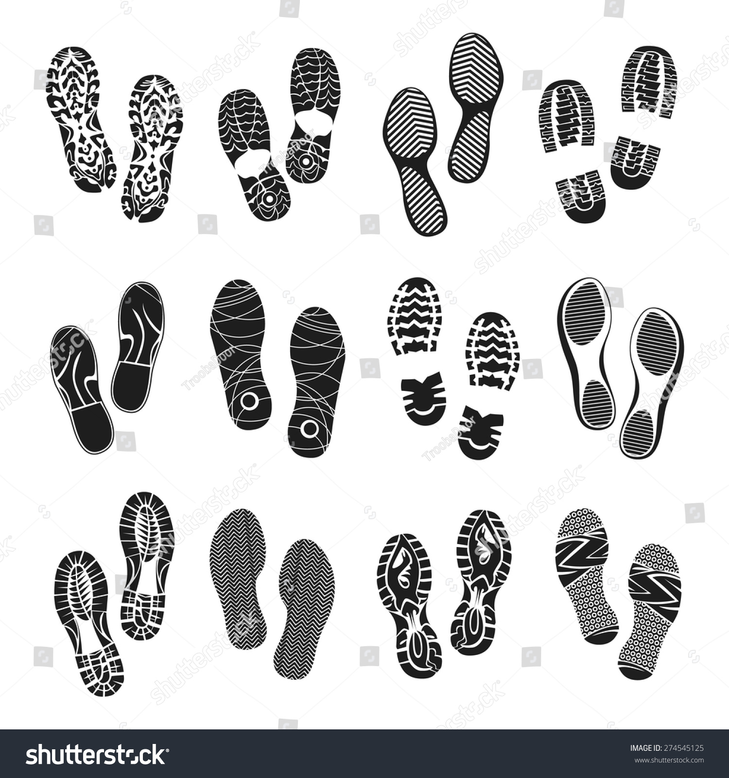 Footprints. Set Of Vector Footprints Collection Isolated On White ...