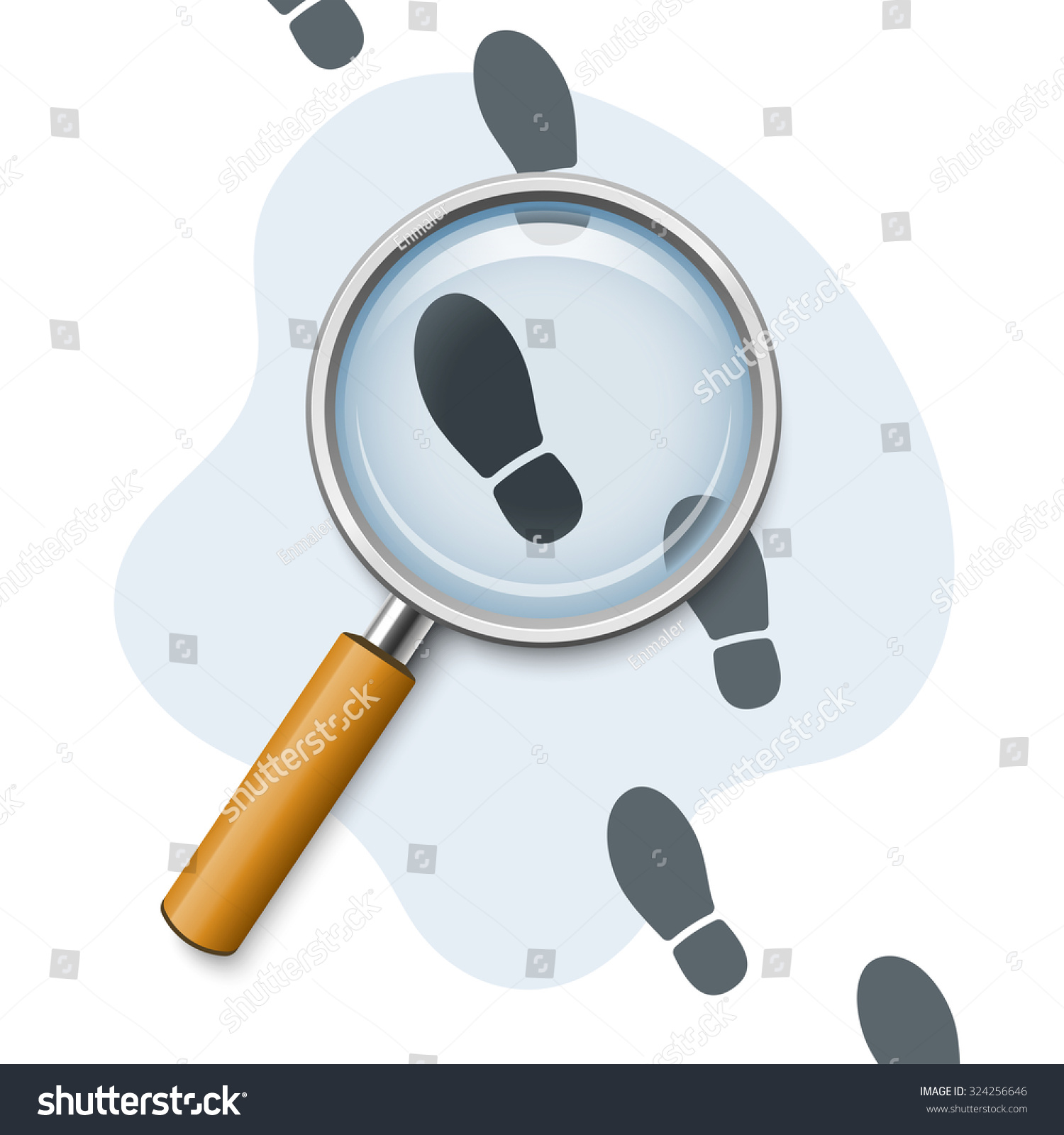 Footprints Through Magnifying Glass Stock Vector Royalty Free 324256646