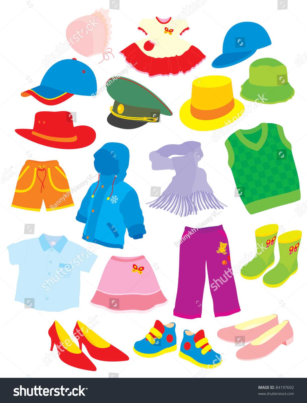 Footwear And Clothes Stock Vector Illustration 84197692 : Shutterstock