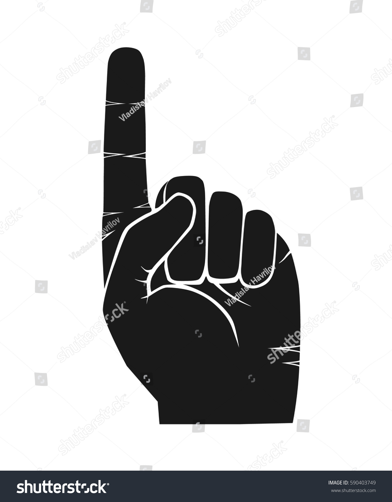 Forefinger Pointing Hand Vector Icon Silhouette Stock Vector (Royalty ...