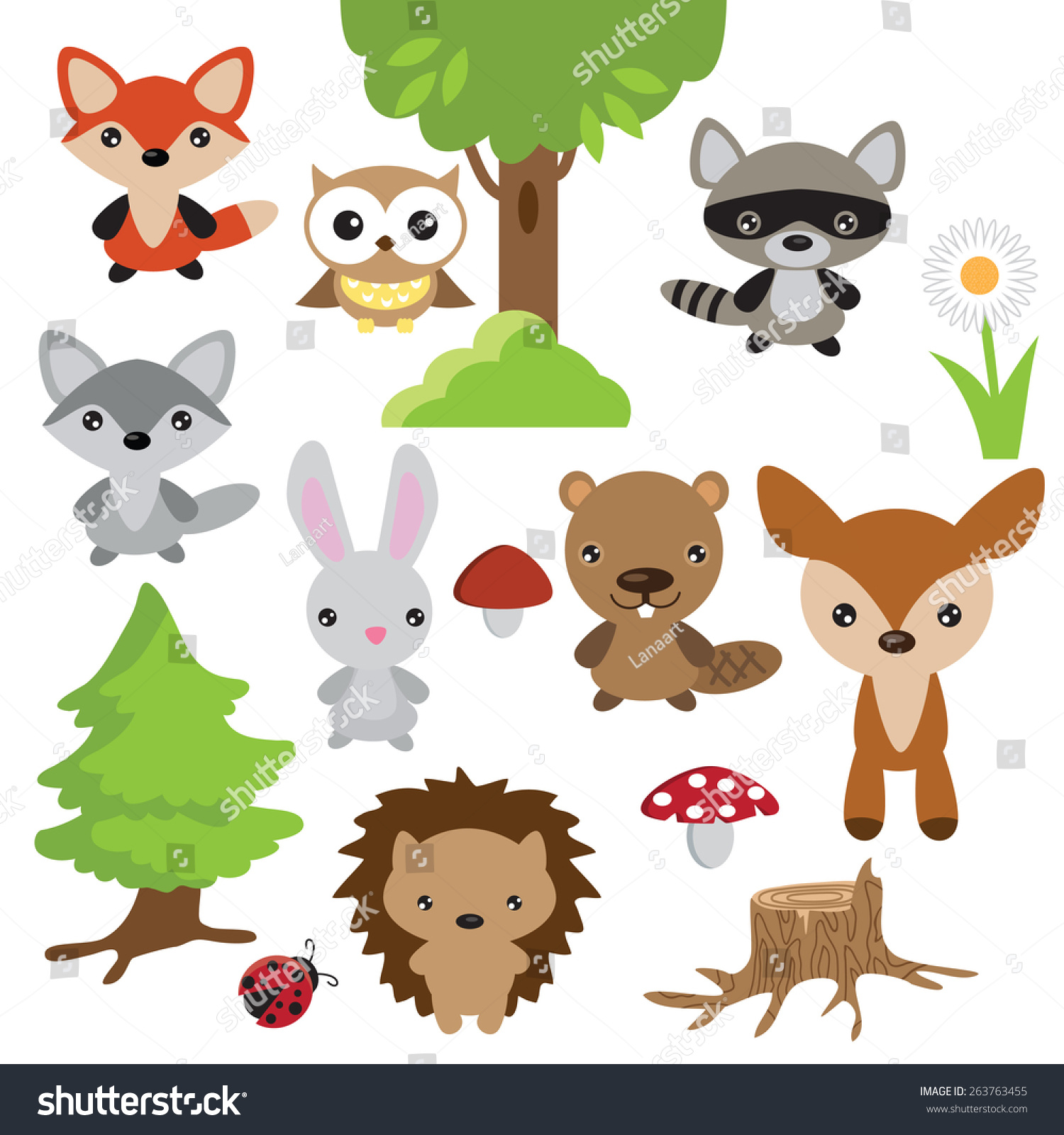 Forest Animal Vector Illustration - 263763455 : Shutterstock