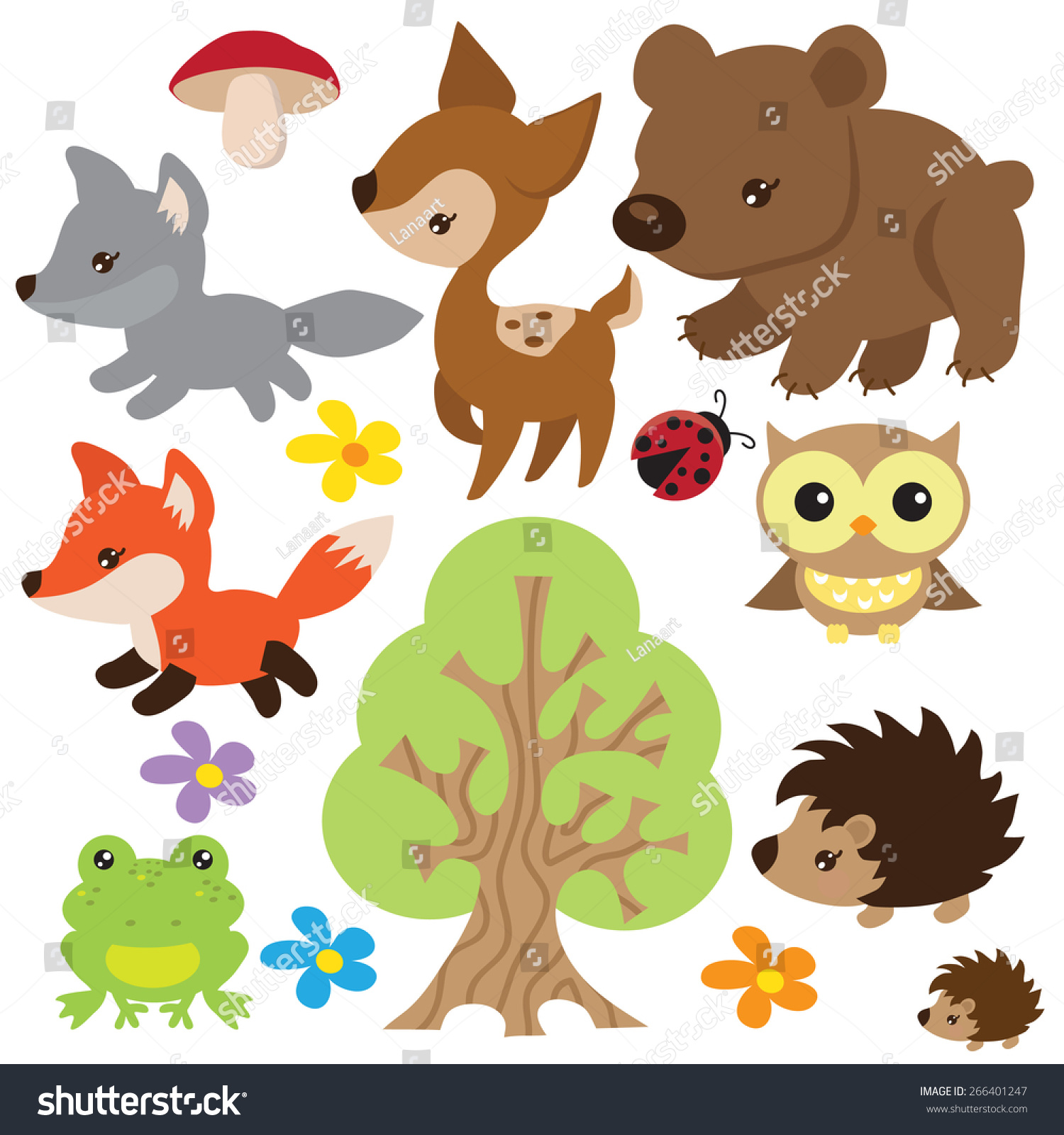 Forest Animal Vector Illustration - 266401247 : Shutterstock