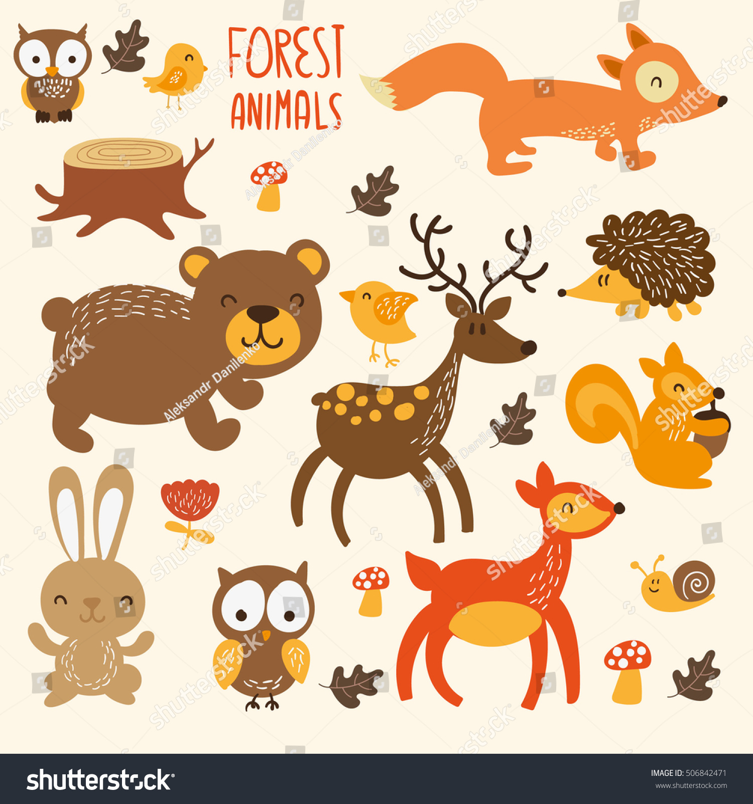 Forest Animals Stock Vector Illustration 506842471 : Shutterstock