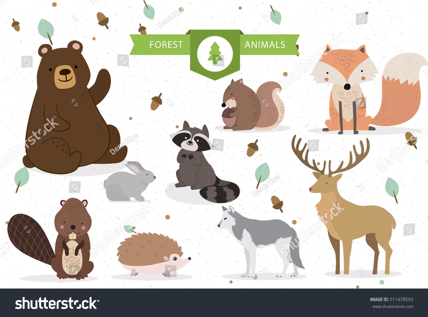 Forest Animals Stock Vector 511478593 - Shutterstock