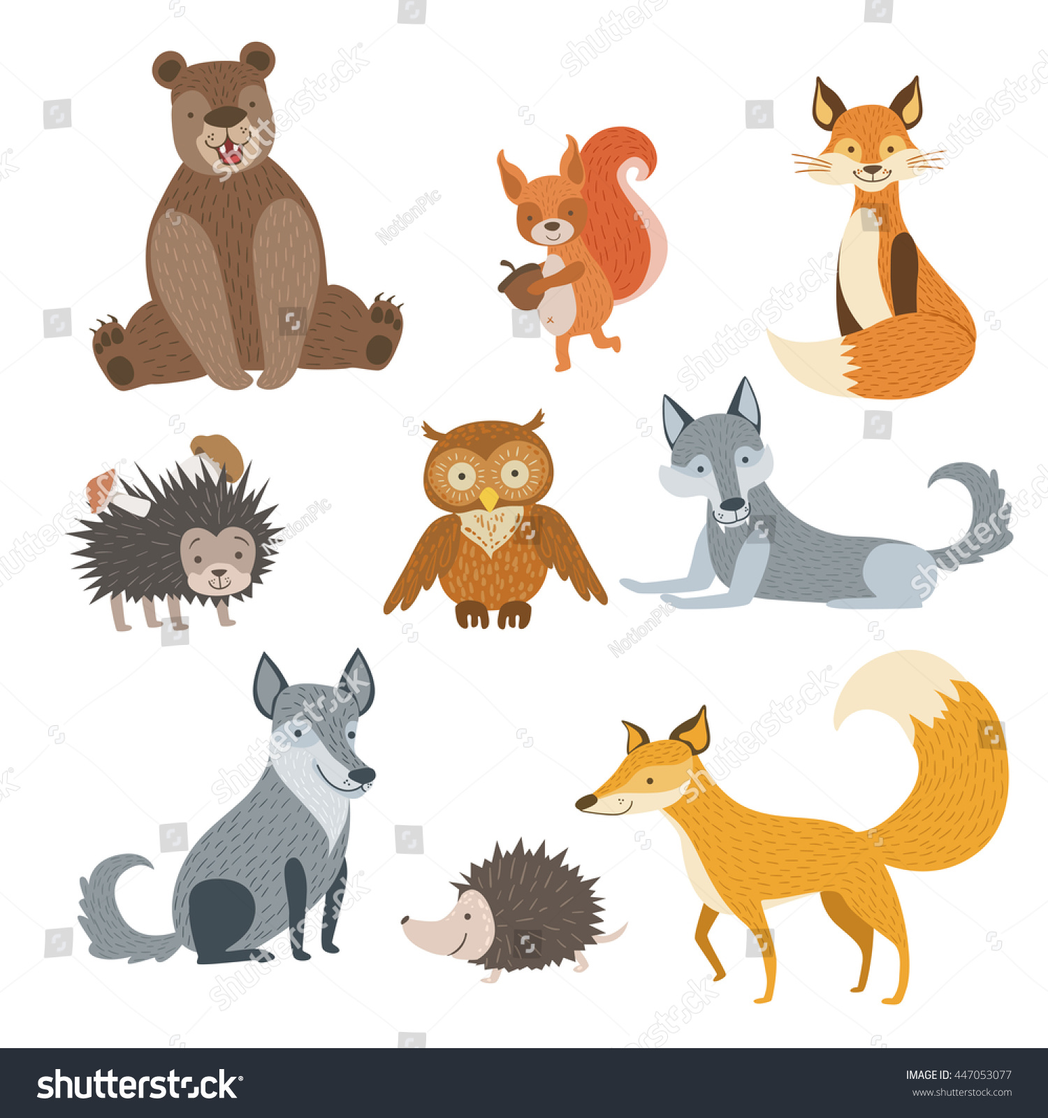 Forest Animals Set Stock Vector (Royalty Free) 447053077 | Shutterstock