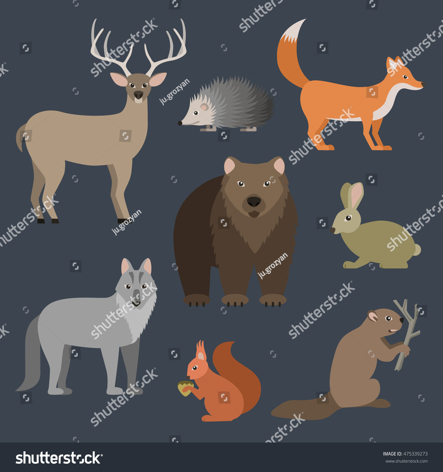 Forest Animals Vector Set. - 475339273 : Shutterstock