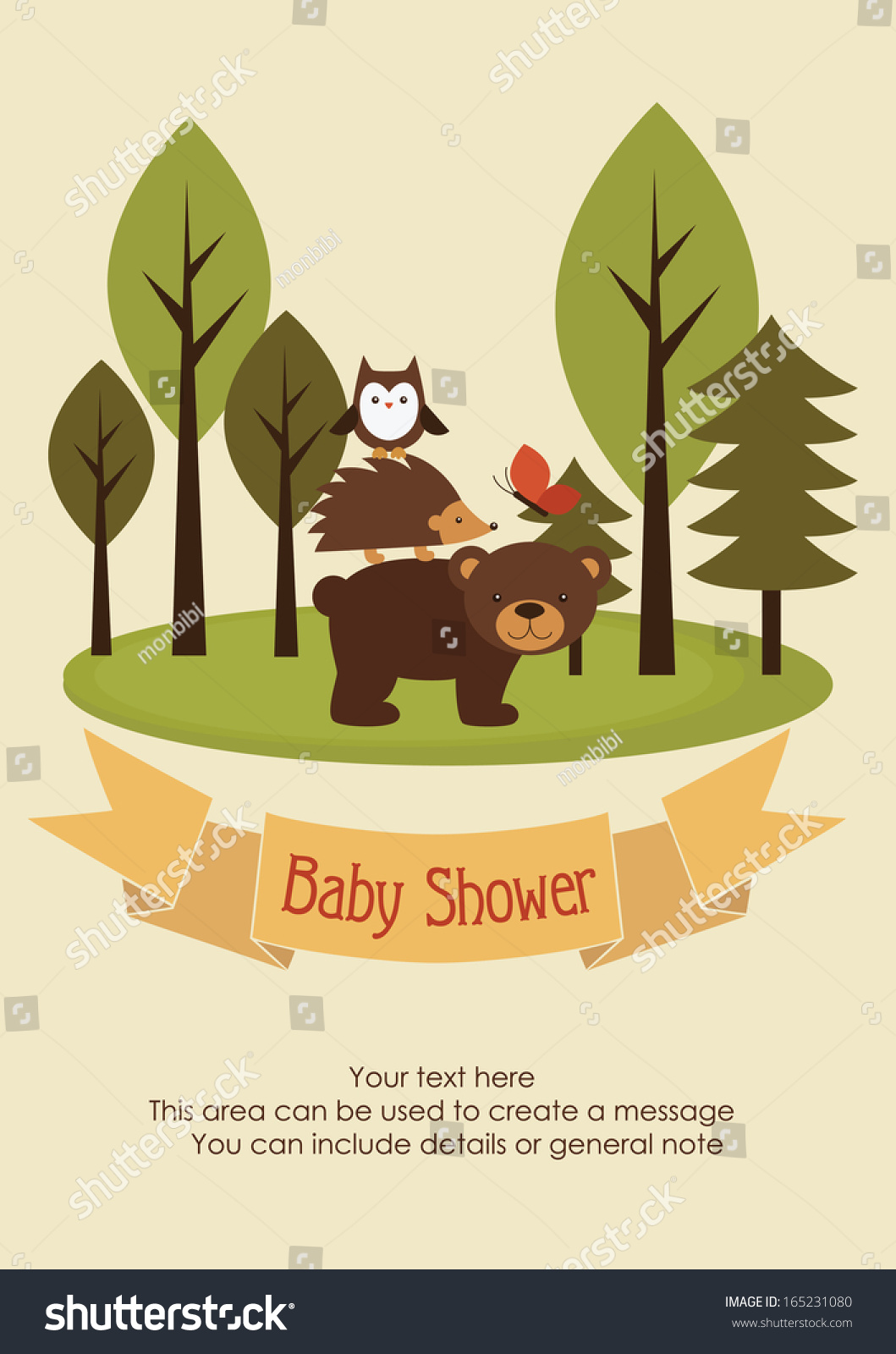 Forest Baby Shower Theme Vector Illustration Stock Vector Royalty Free 165231080