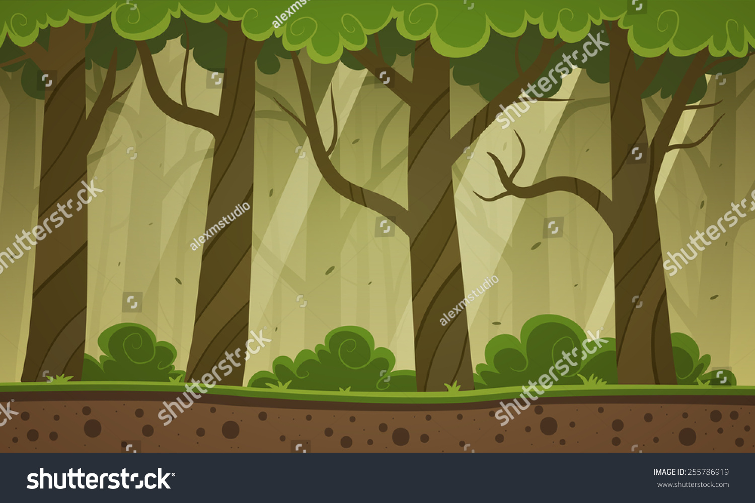 Forest Cartoon Background Stock Vector 255786919 - Shutterstock