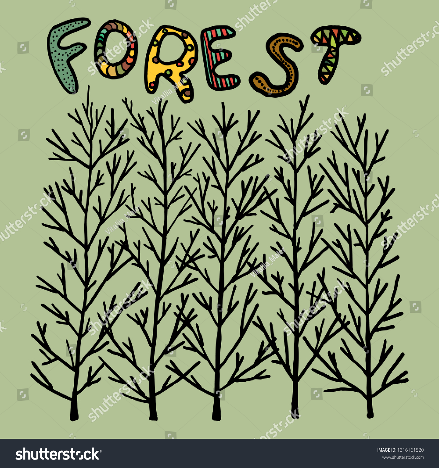 Forest Drawing Doodle Stock Vector (Royalty Free) 1316161520