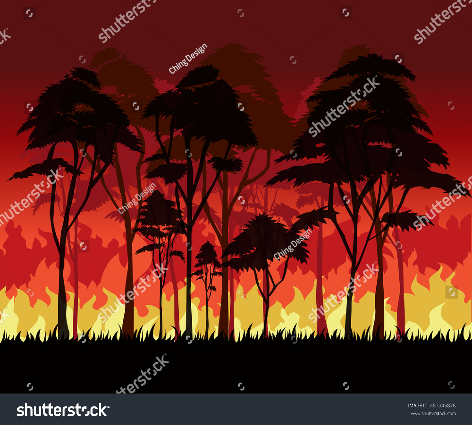 Forest Fires Wildfire Disaster Illustration Burning Stock Vector Royalty Free 467945876 7433