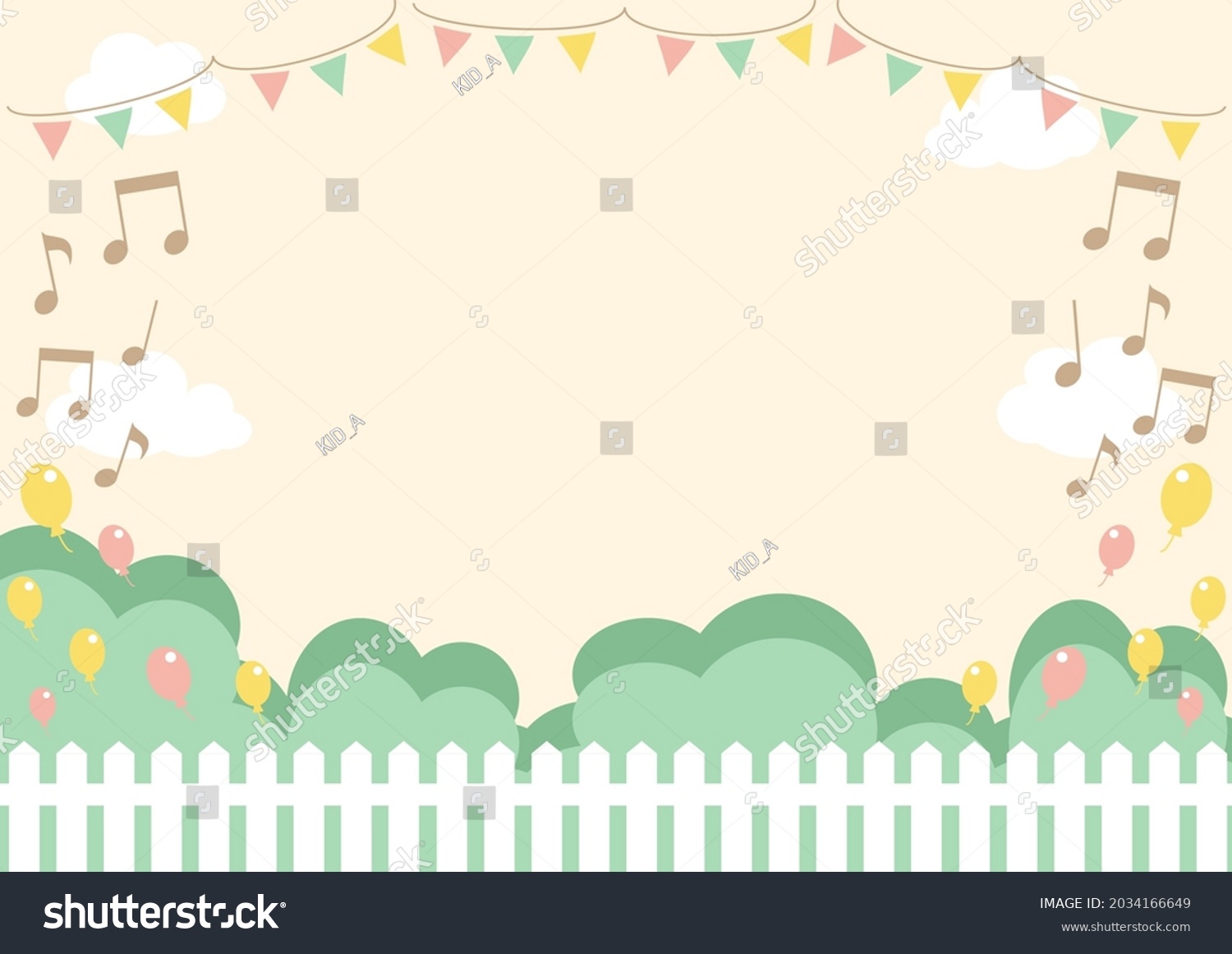 Forest Garden Party Background Music Notes Stock Vector (Royalty Free