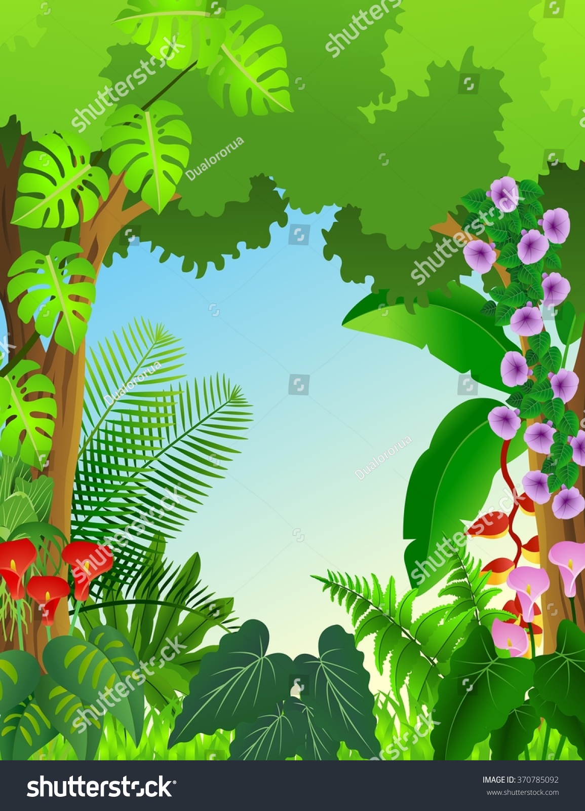 Forest Landscape Tropical Background Stock Vector (Royalty Free ...