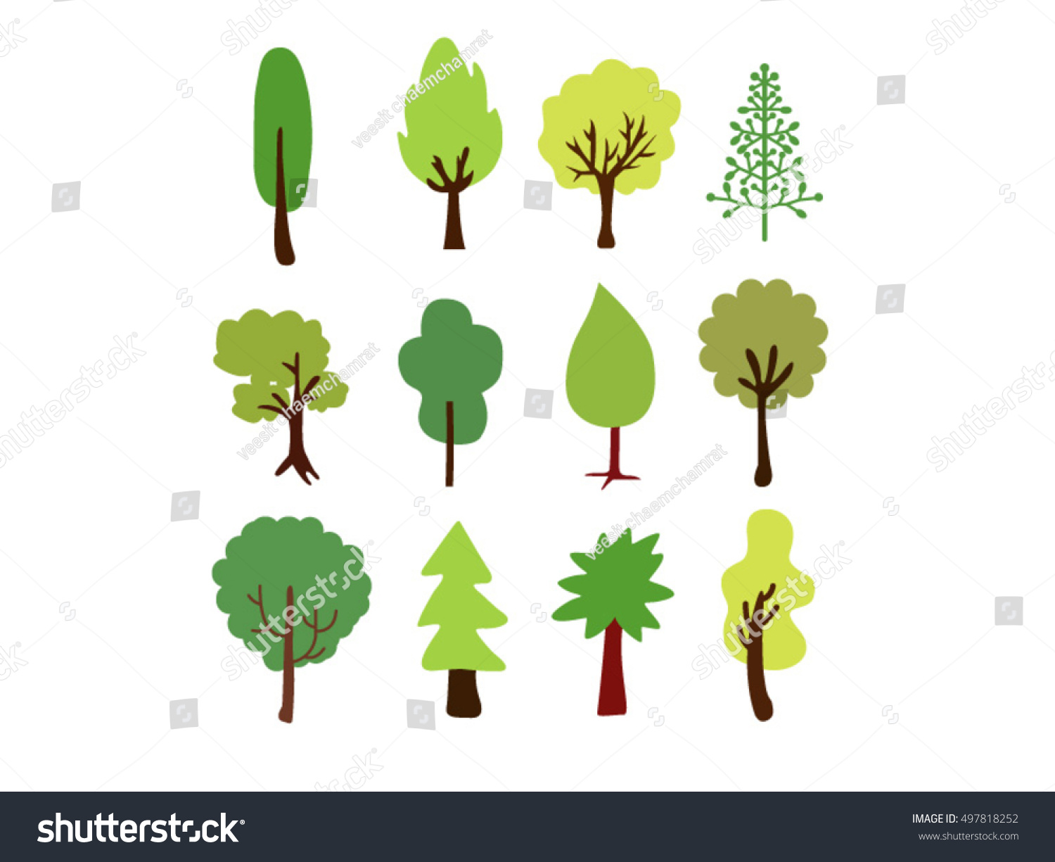 Forest Trees Set Stock Vector 497818252 - Shutterstock